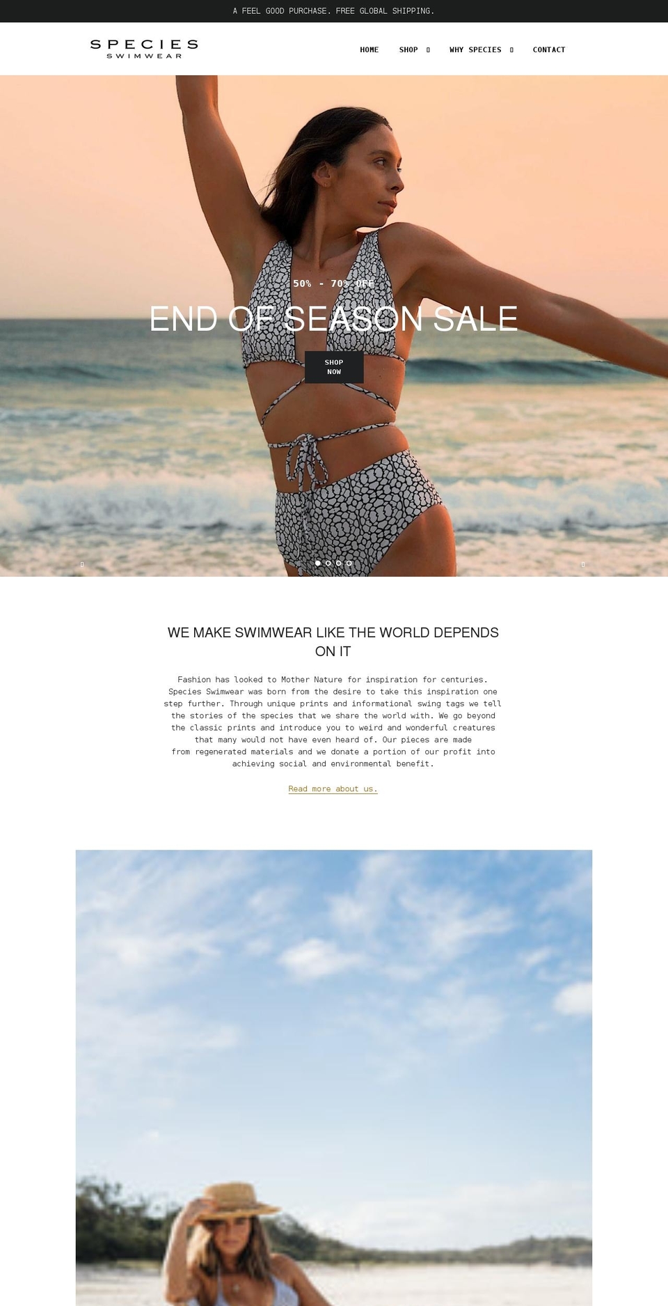 speciesswimwear.com shopify website screenshot