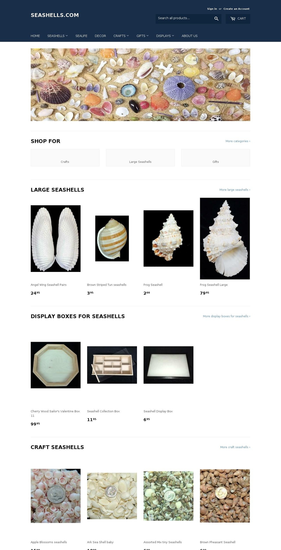 specimenshells.com — Shopify storefront screenshot