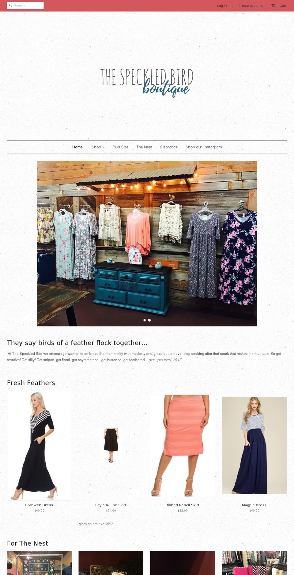 speckledbirdboutique.com — Shopify storefront screenshot