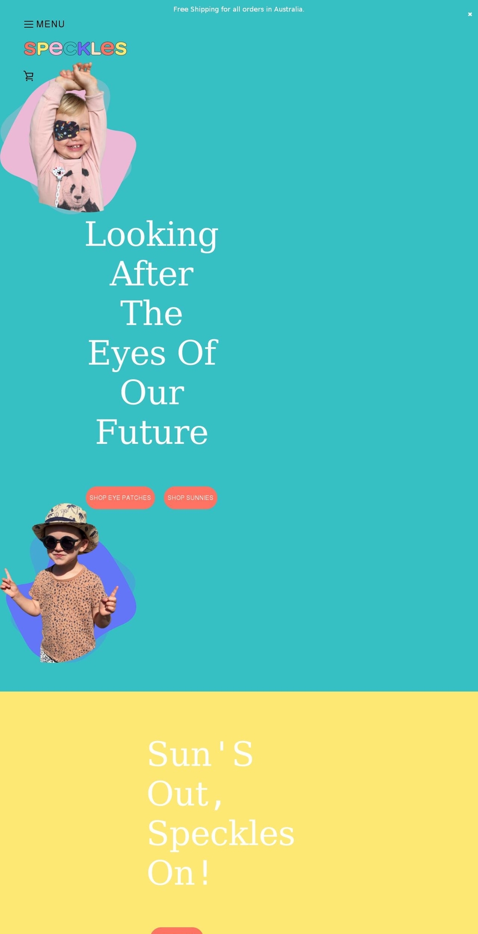 specklesforkids.com shopify website screenshot