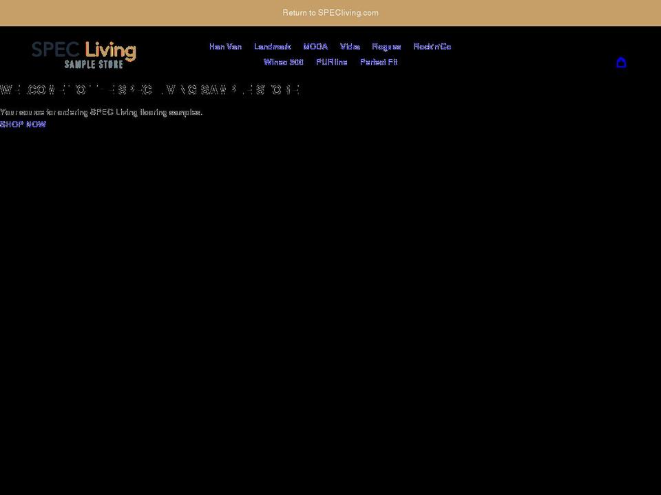 speclivingsamples.com shopify website screenshot