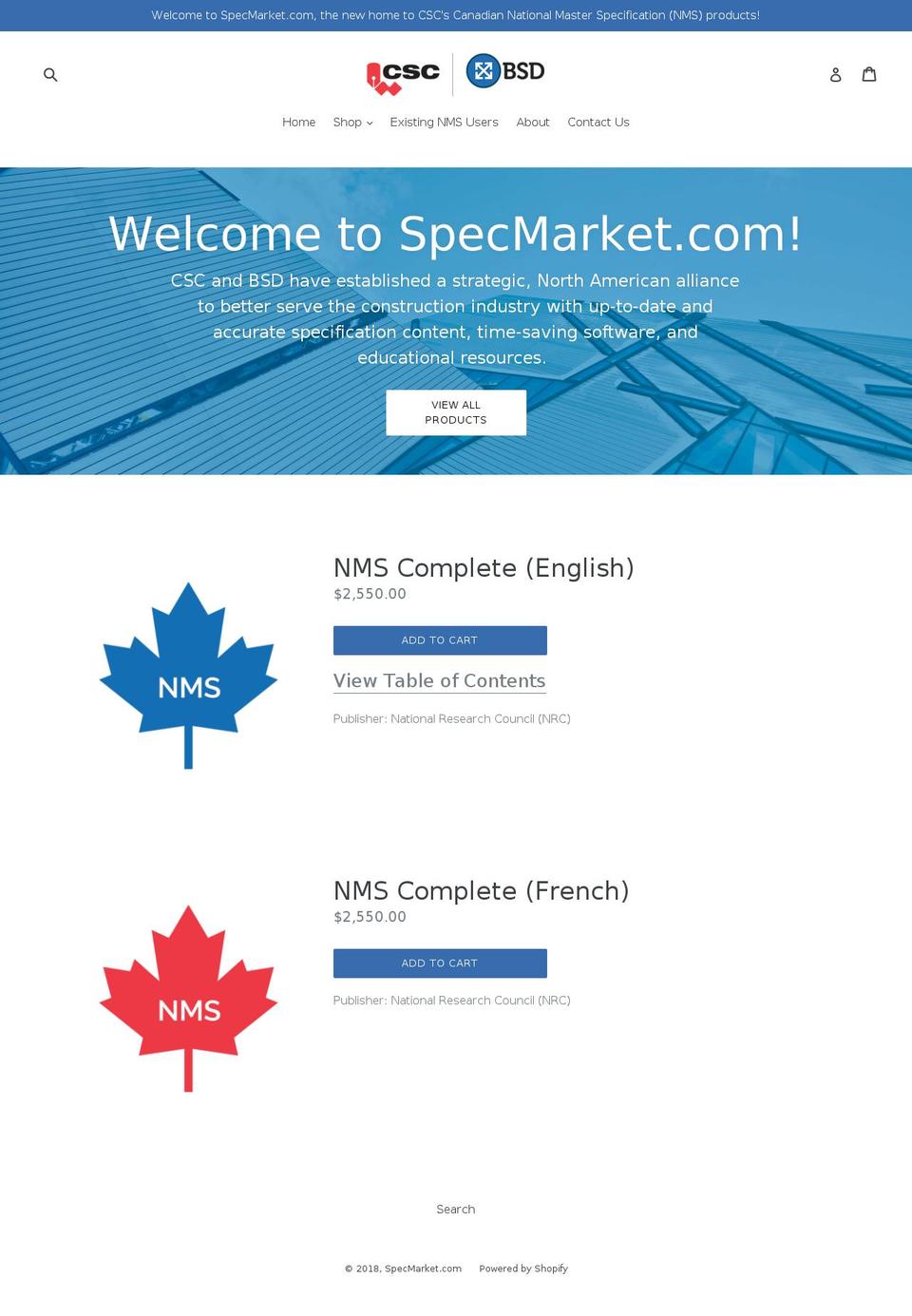 specmarket.com shopify website screenshot