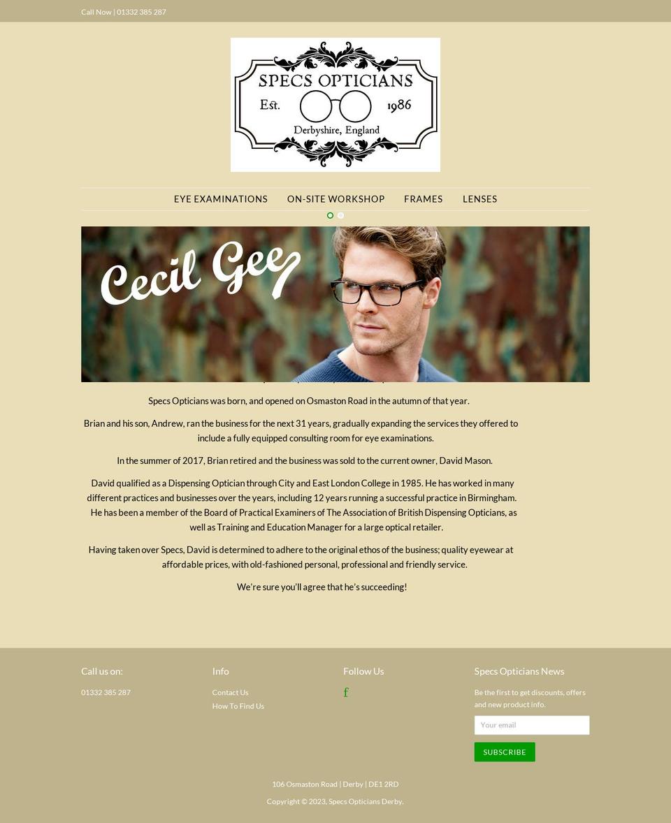 specsderby.com shopify website screenshot