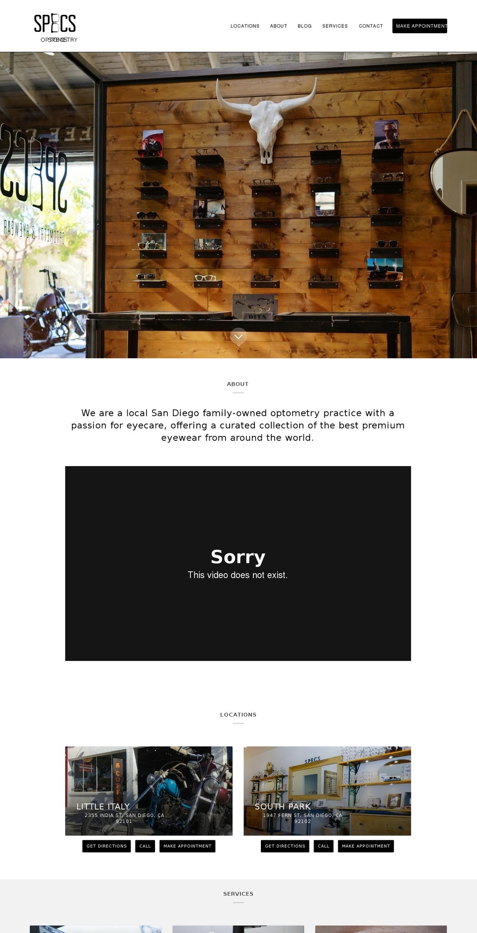 specsoptometry.com shopify website screenshot
