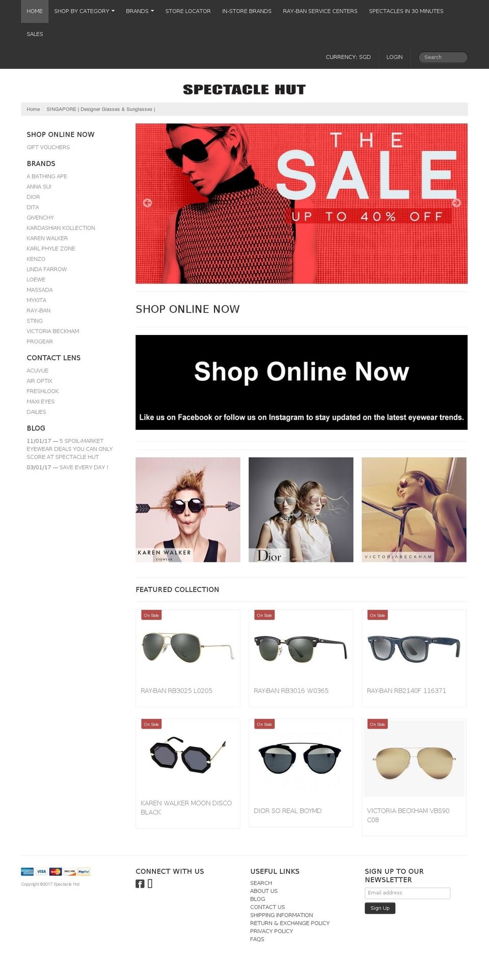 spectaclehut.com shopify website screenshot