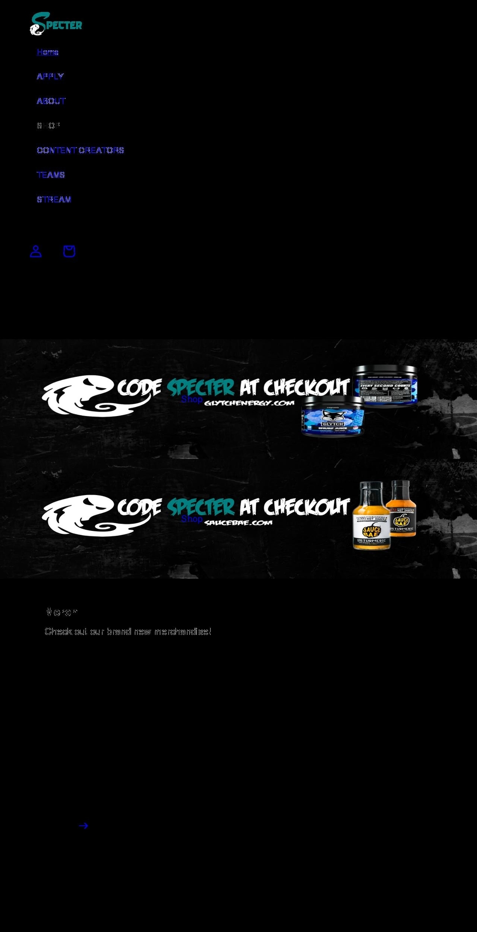 specteresports.org shopify website screenshot
