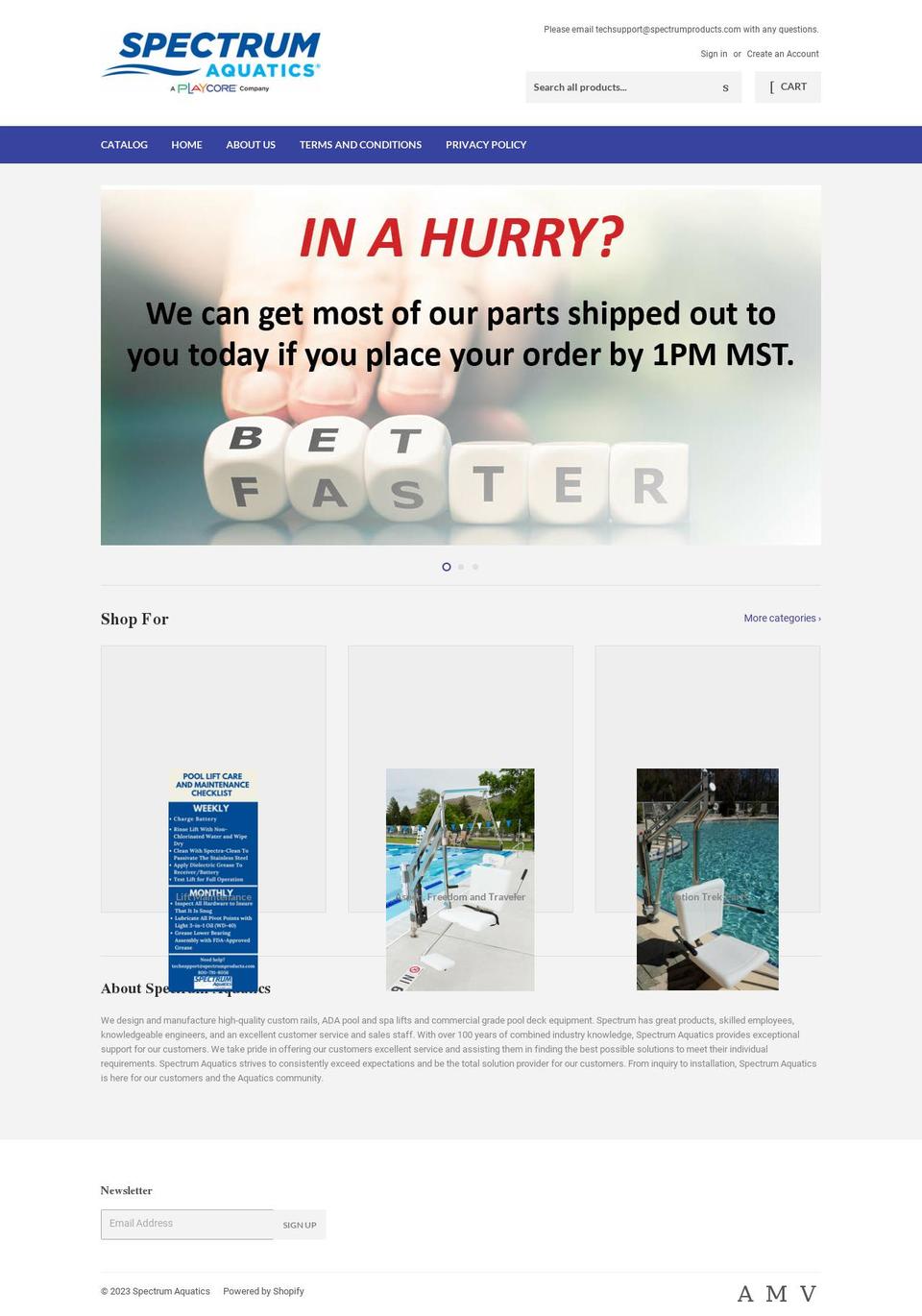 spectrum-aquatics.myshopify.com shopify website screenshot