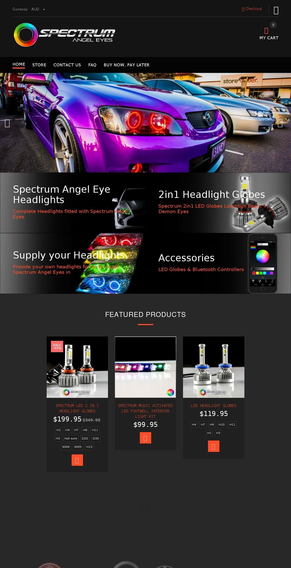 spectrumangeleyes.com shopify website screenshot