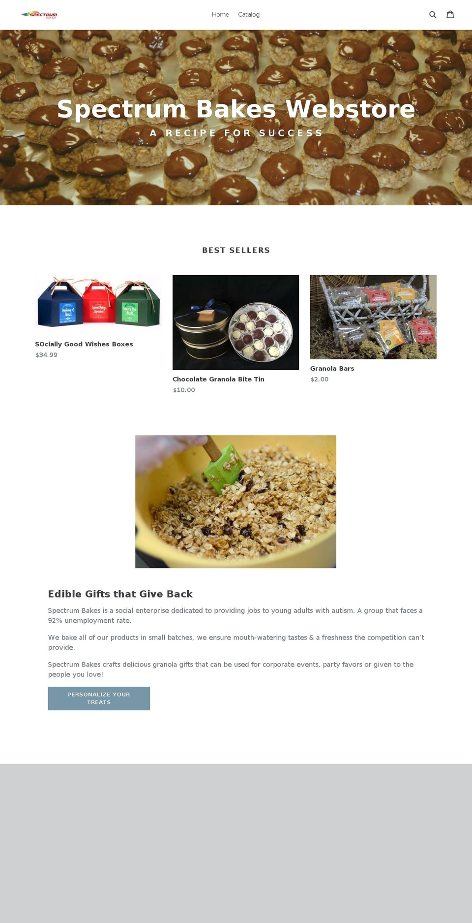 spectrumbakes.org shopify website screenshot