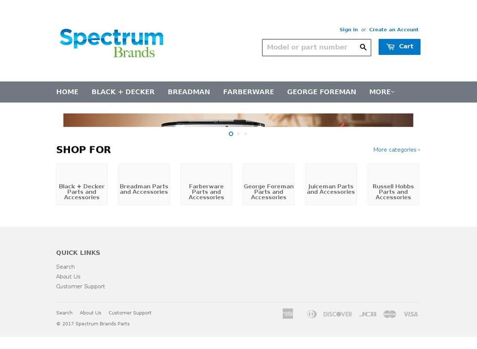 spectrumbrandsparts.com shopify website screenshot