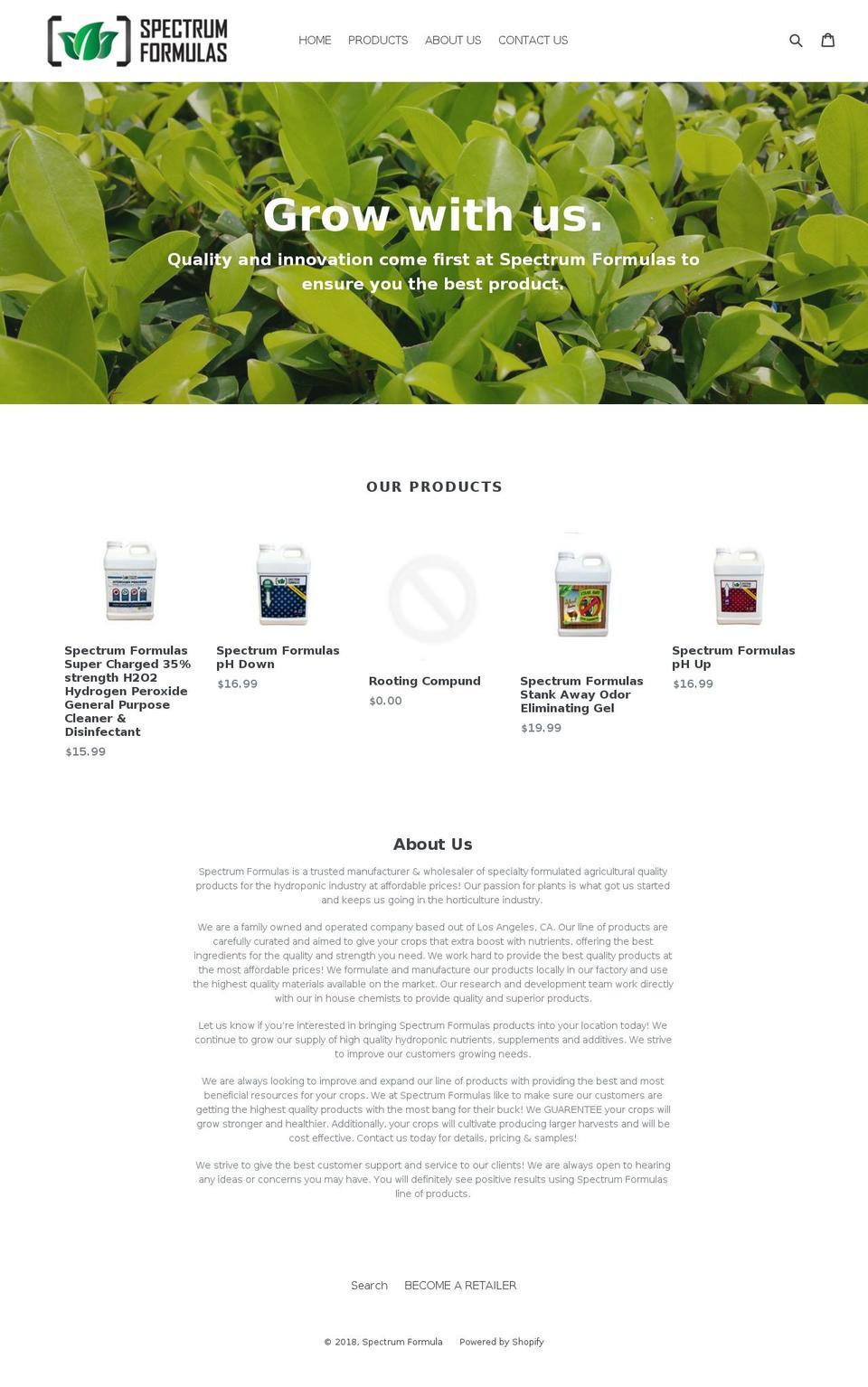 spectrumformulas.com — Shopify storefront screenshot