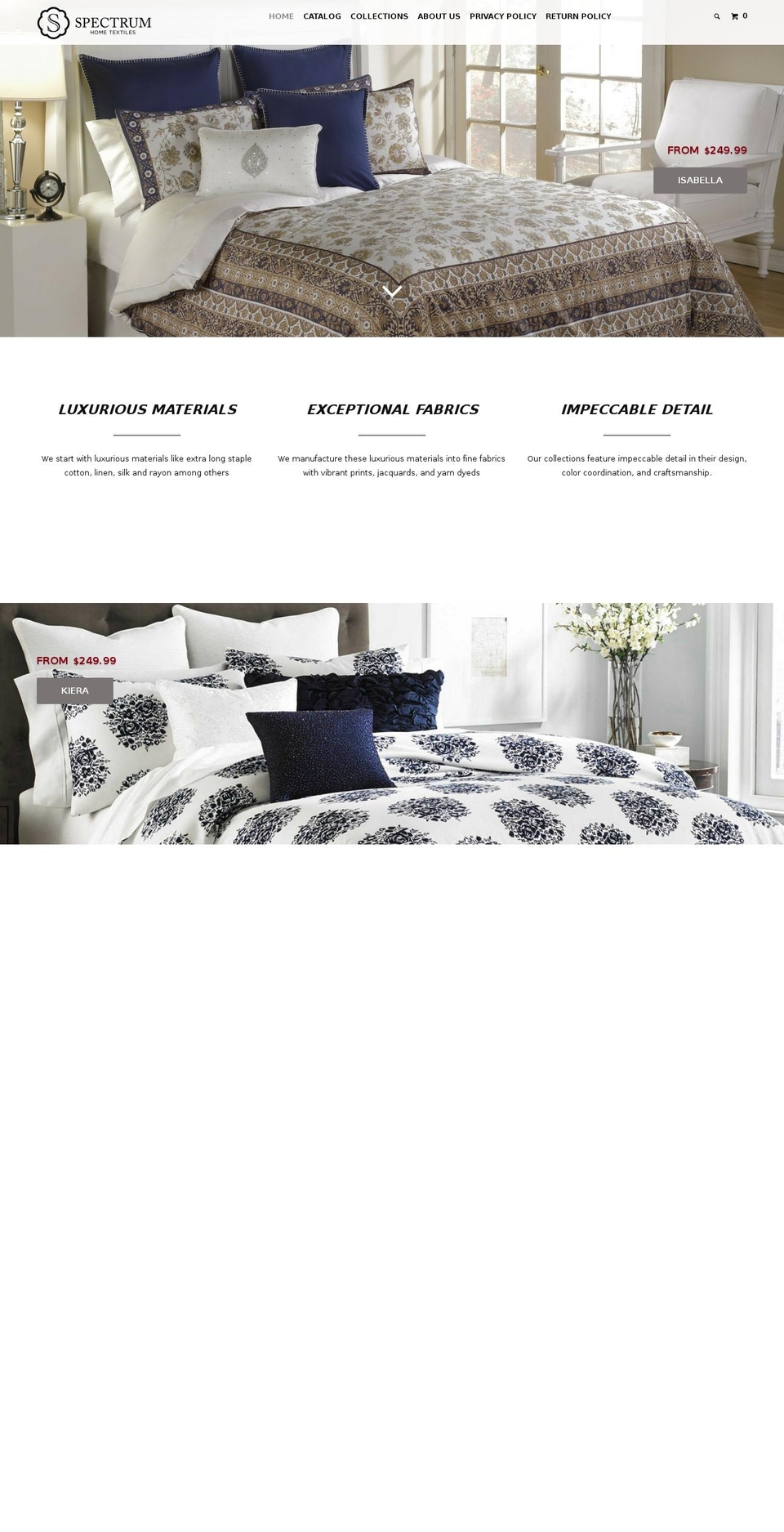 spectrumhometextiles.com shopify website screenshot