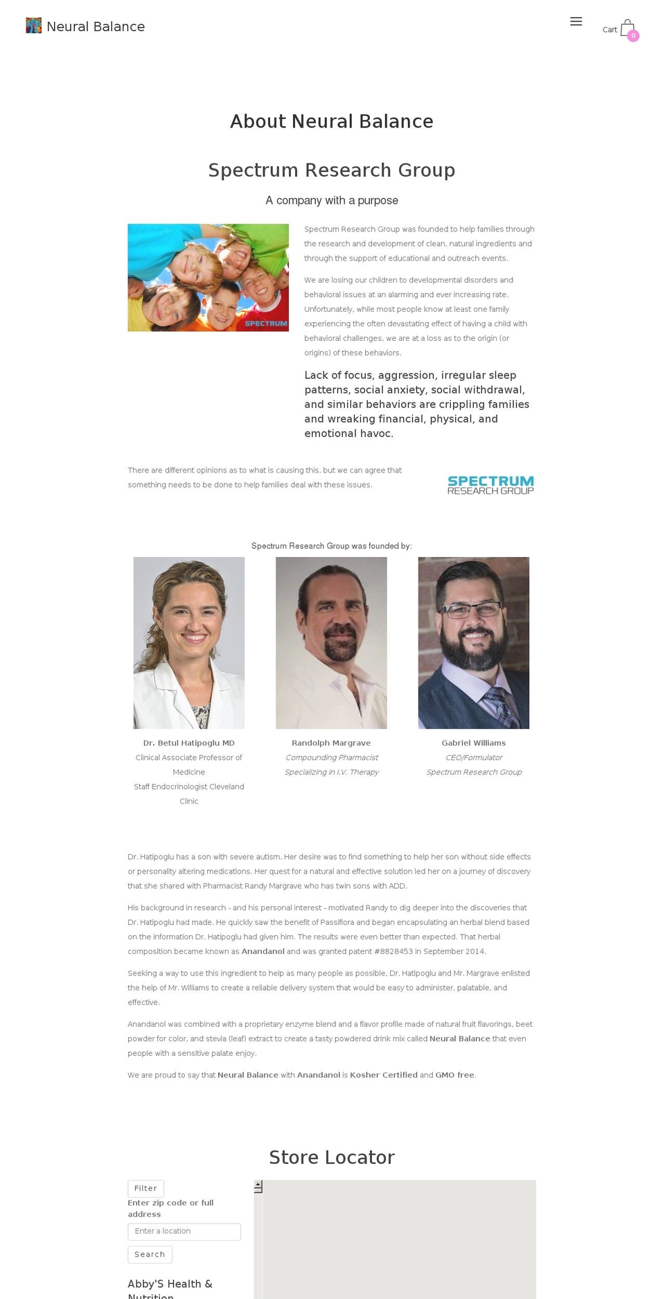 spectrumresearchgroup.com shopify website screenshot