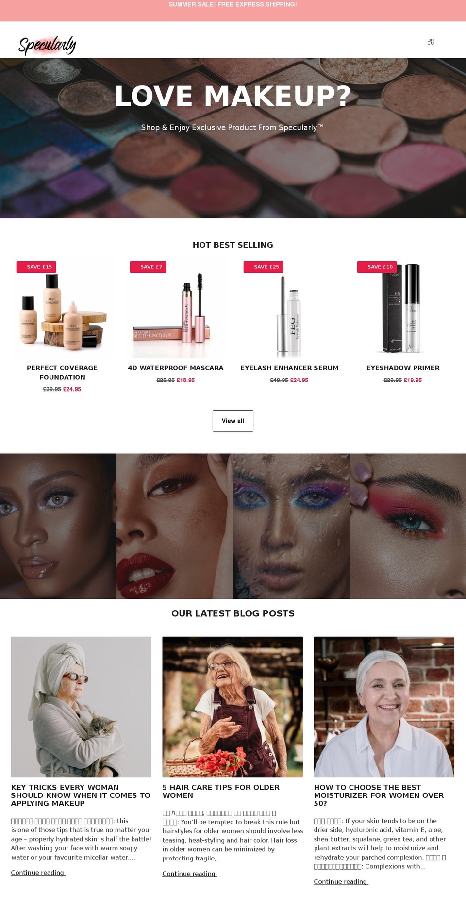 specularly.com shopify website screenshot