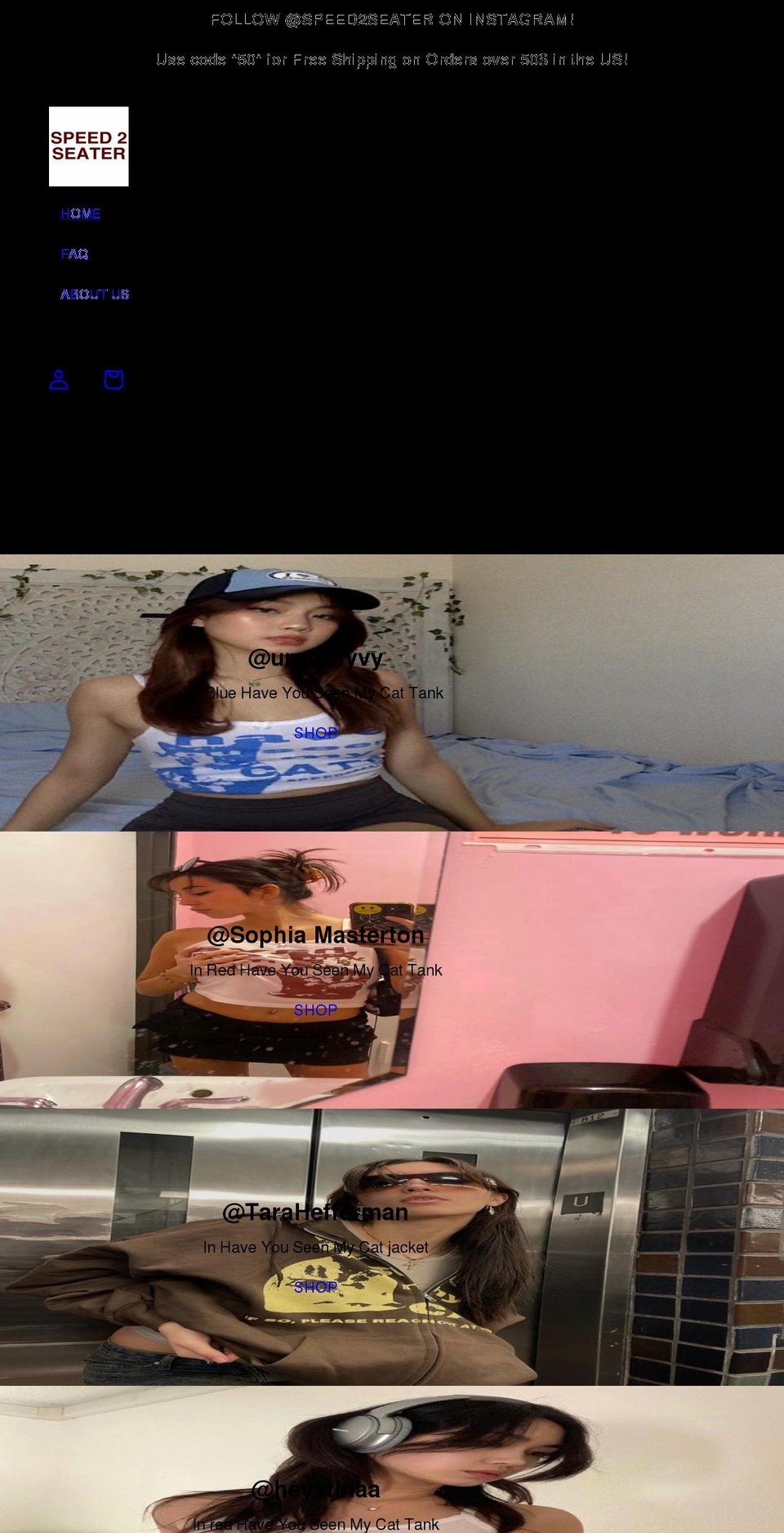 speed2seater.com shopify website screenshot