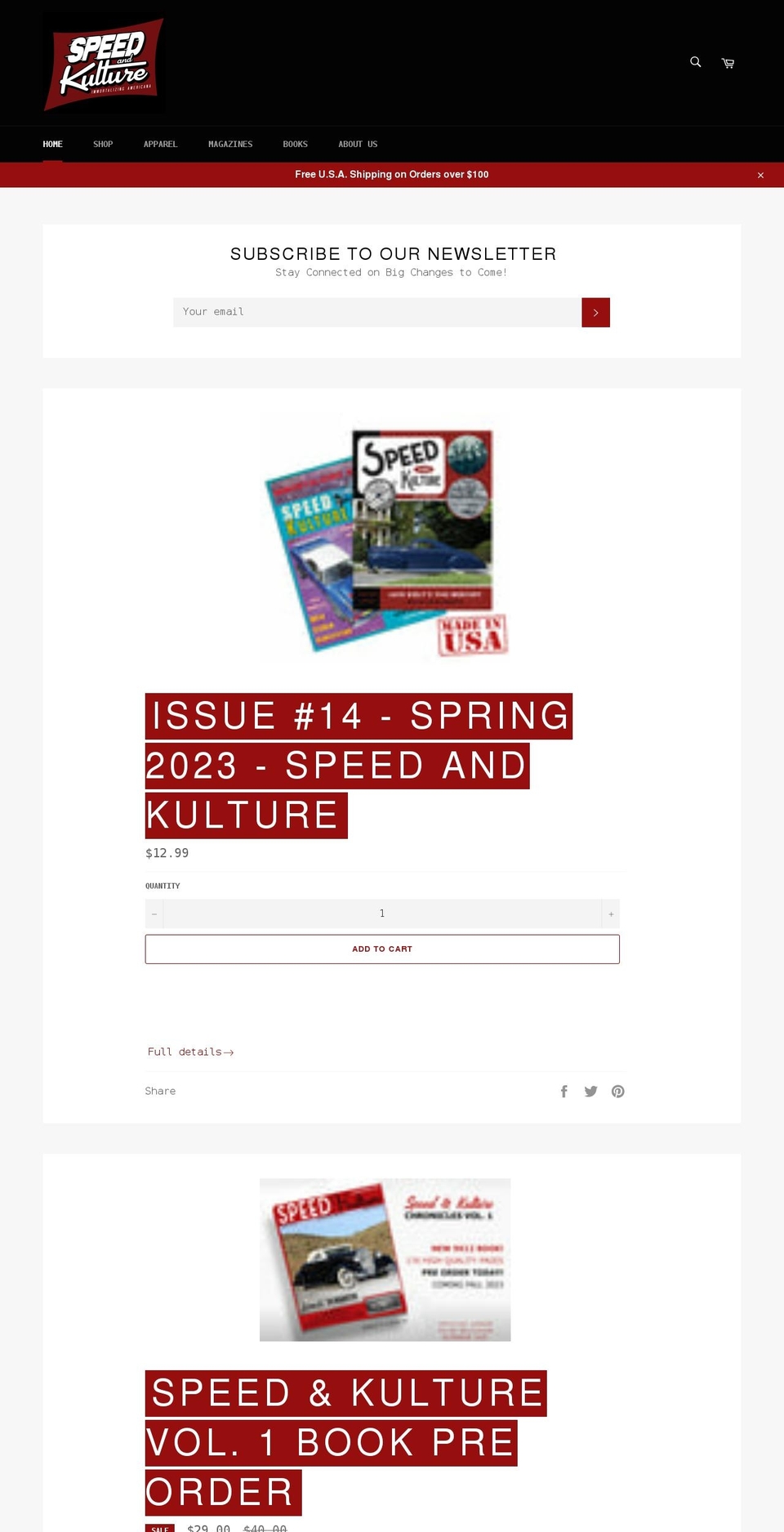 speedandkulture.com shopify website screenshot