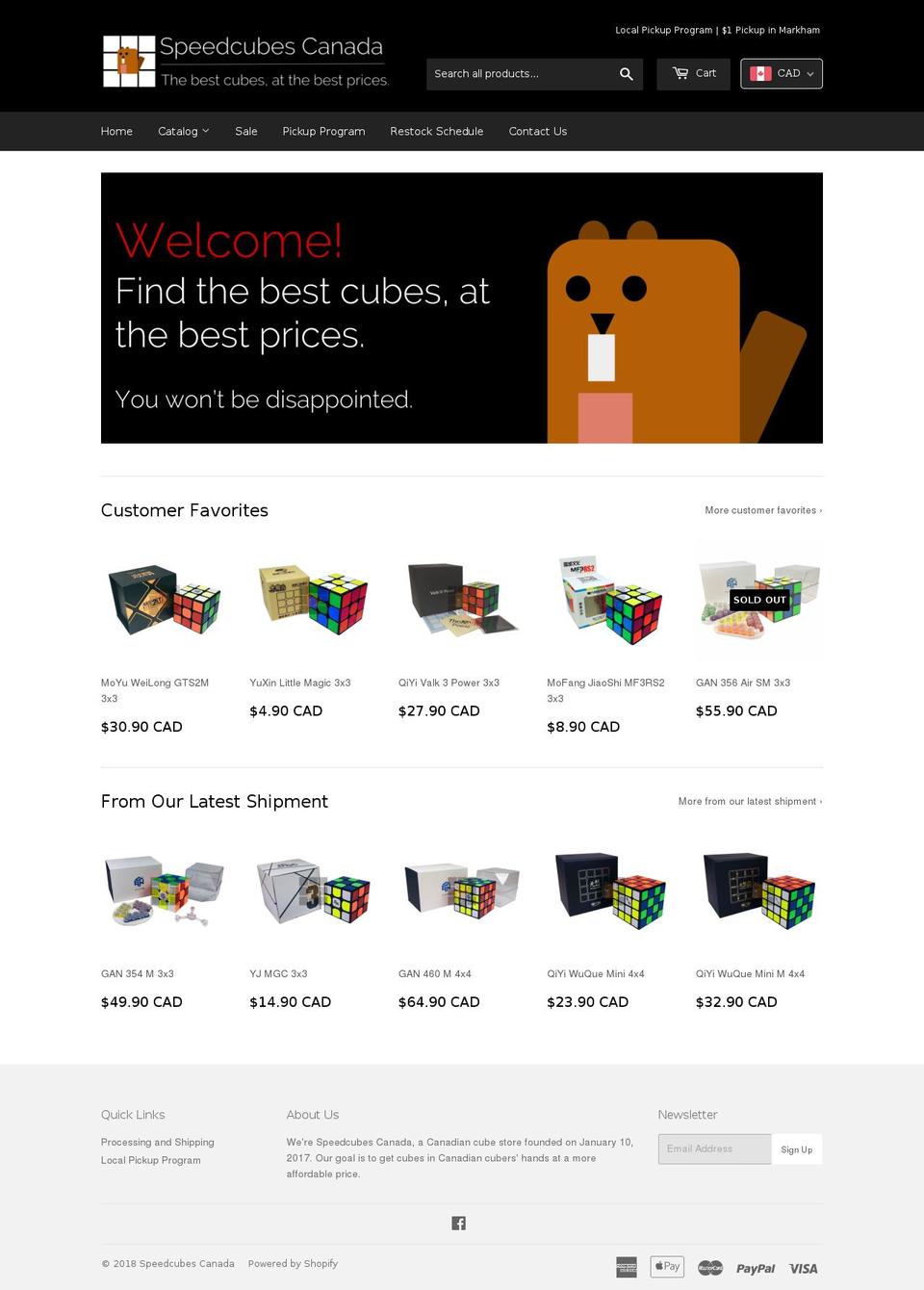 speedcubescanada.com shopify website screenshot