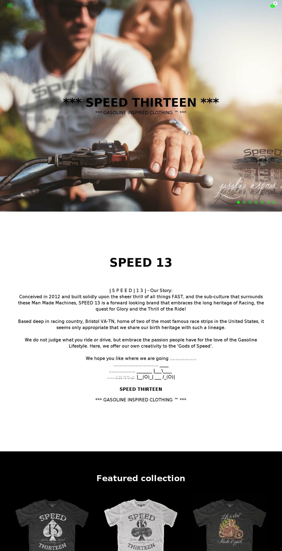 speedthirteen.com shopify website screenshot