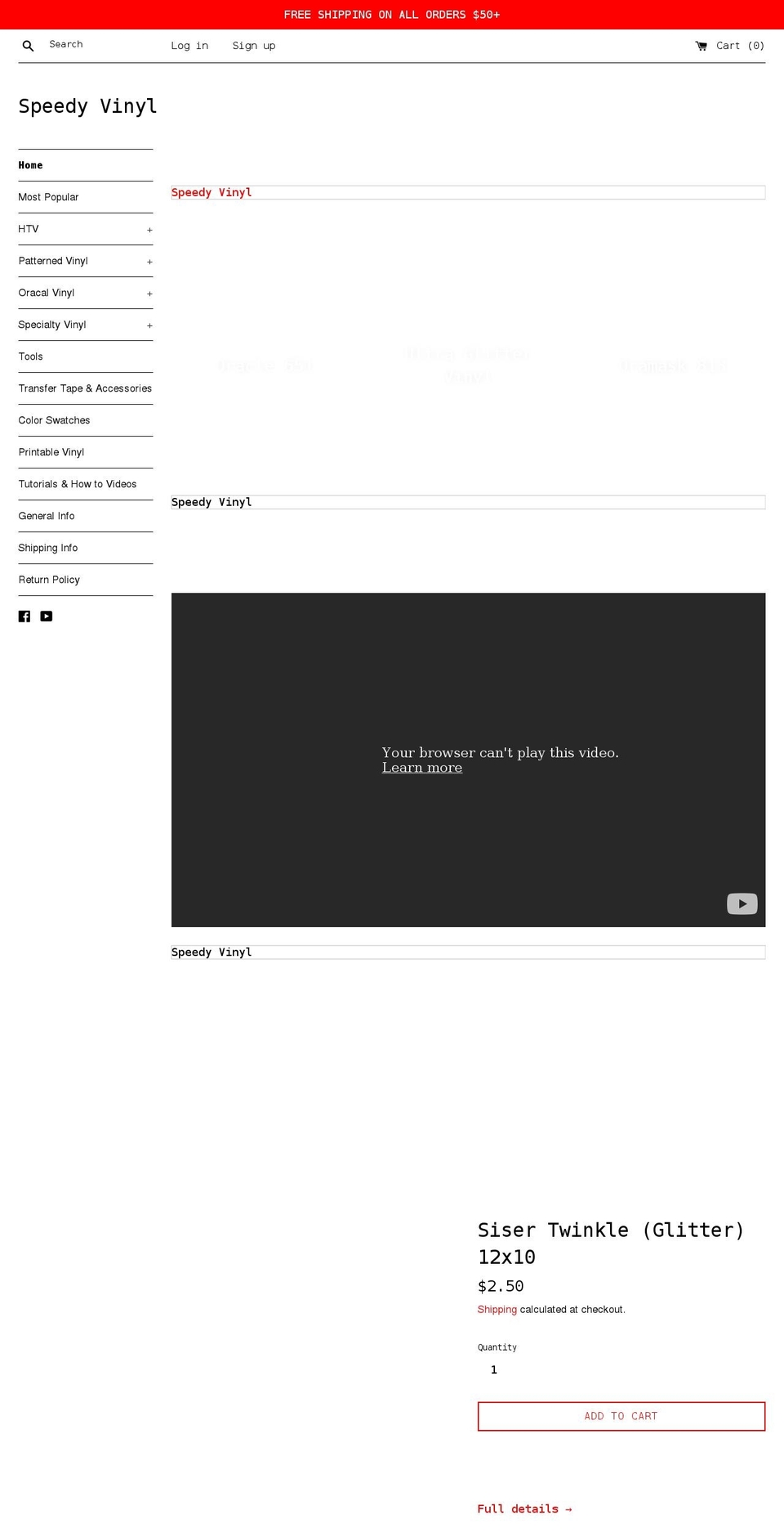 speedy-vinyl.myshopify.com shopify website screenshot