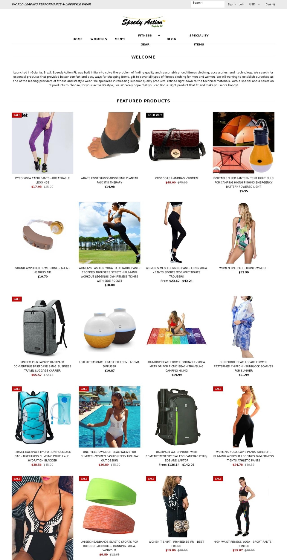 speedyactionfit.com — Shopify storefront screenshot