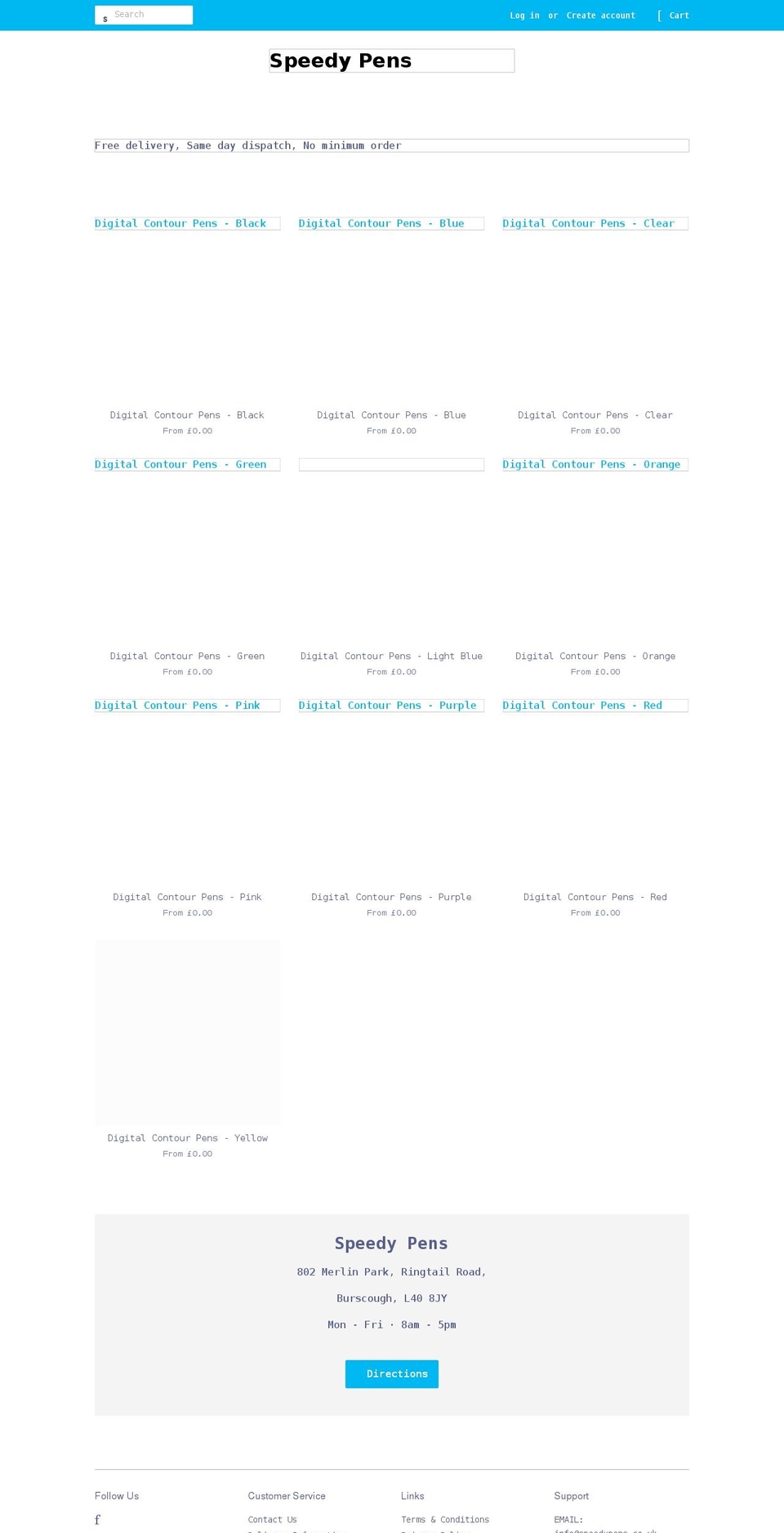 speedypens.co.uk shopify website screenshot