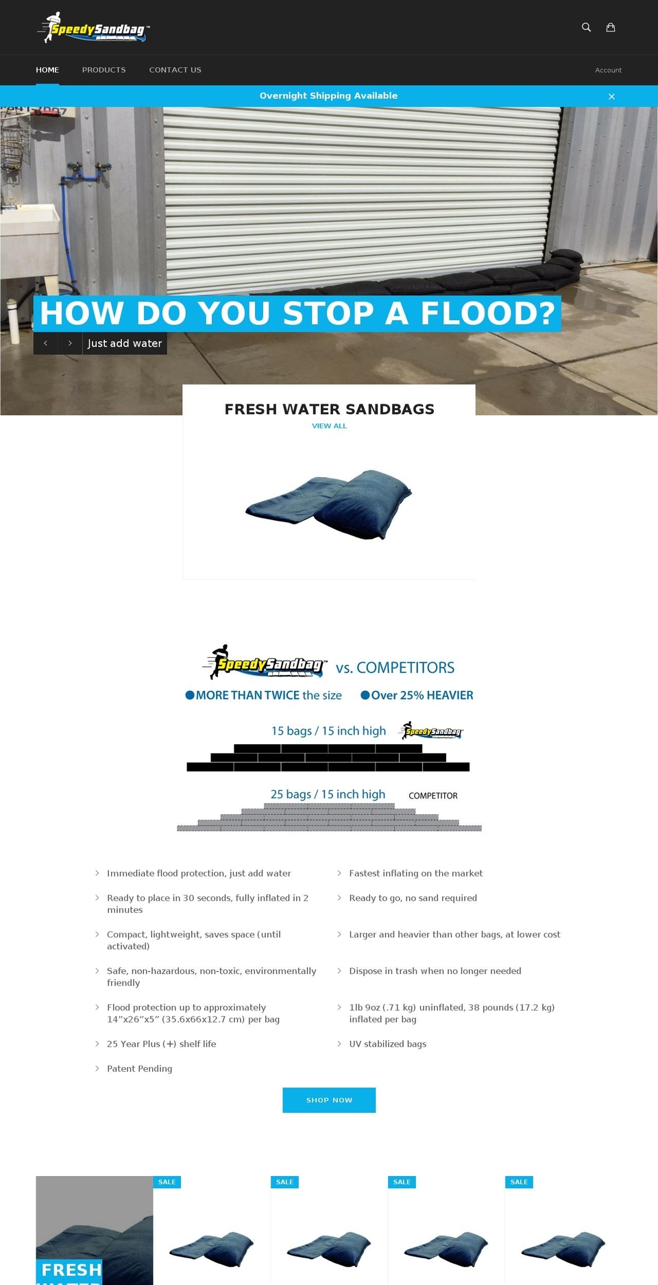 speedysandbag.com shopify website screenshot