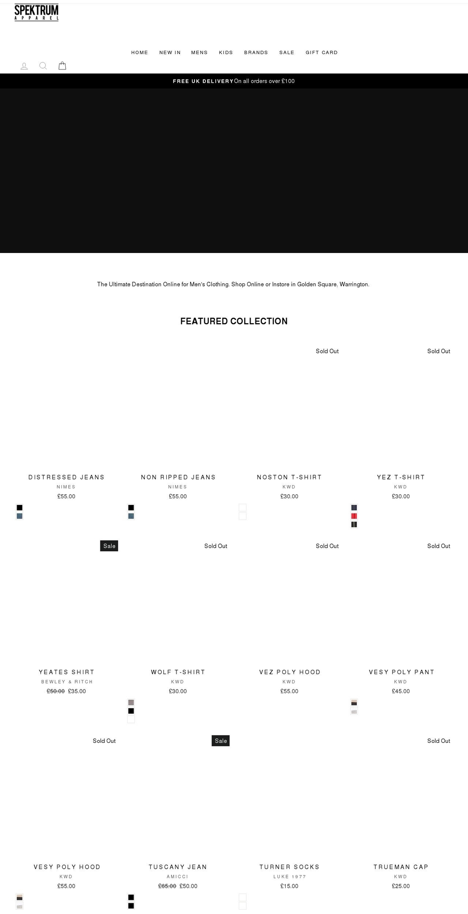 spektrumapparel.co.uk shopify website screenshot