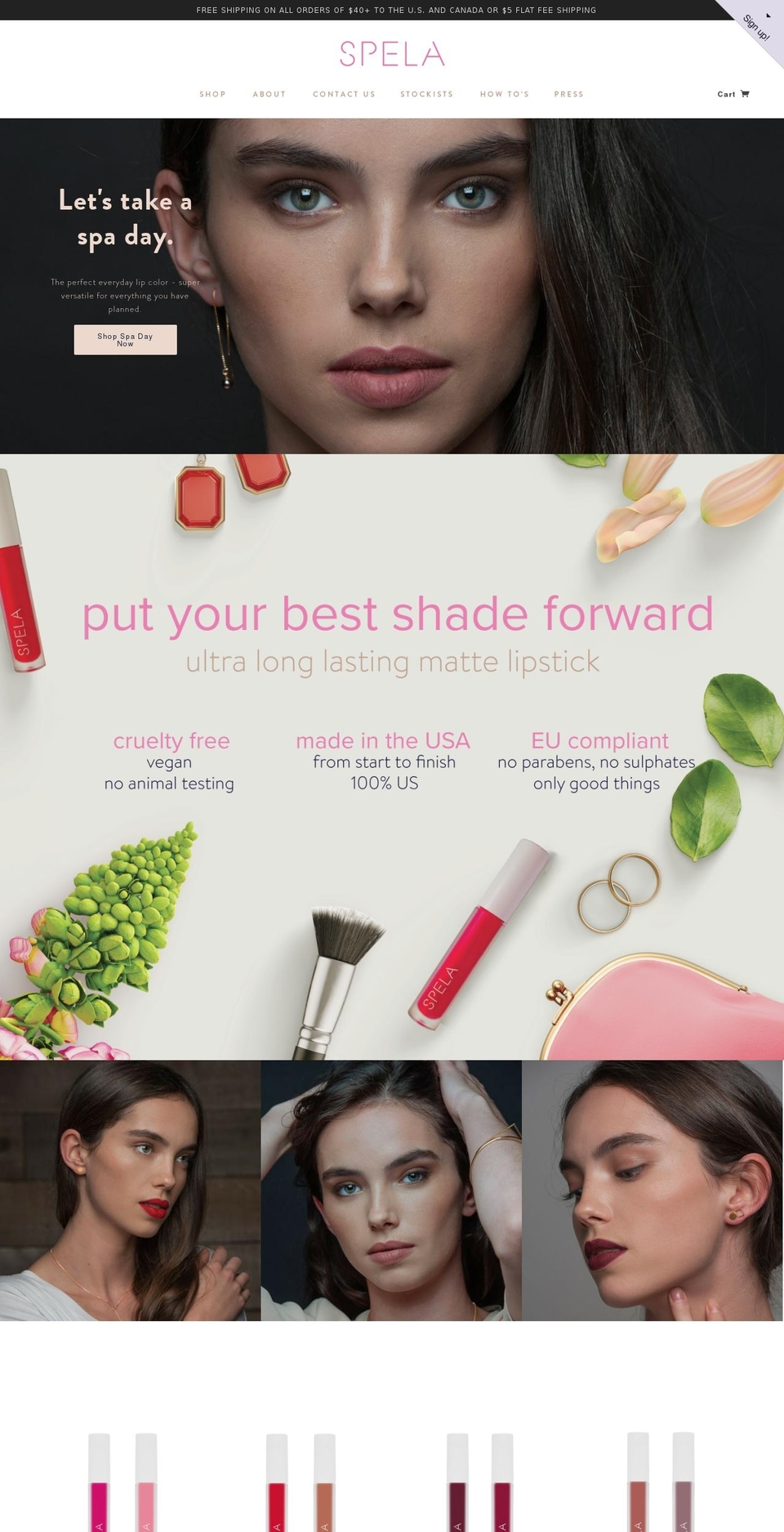 spelacosmetics.com shopify website screenshot