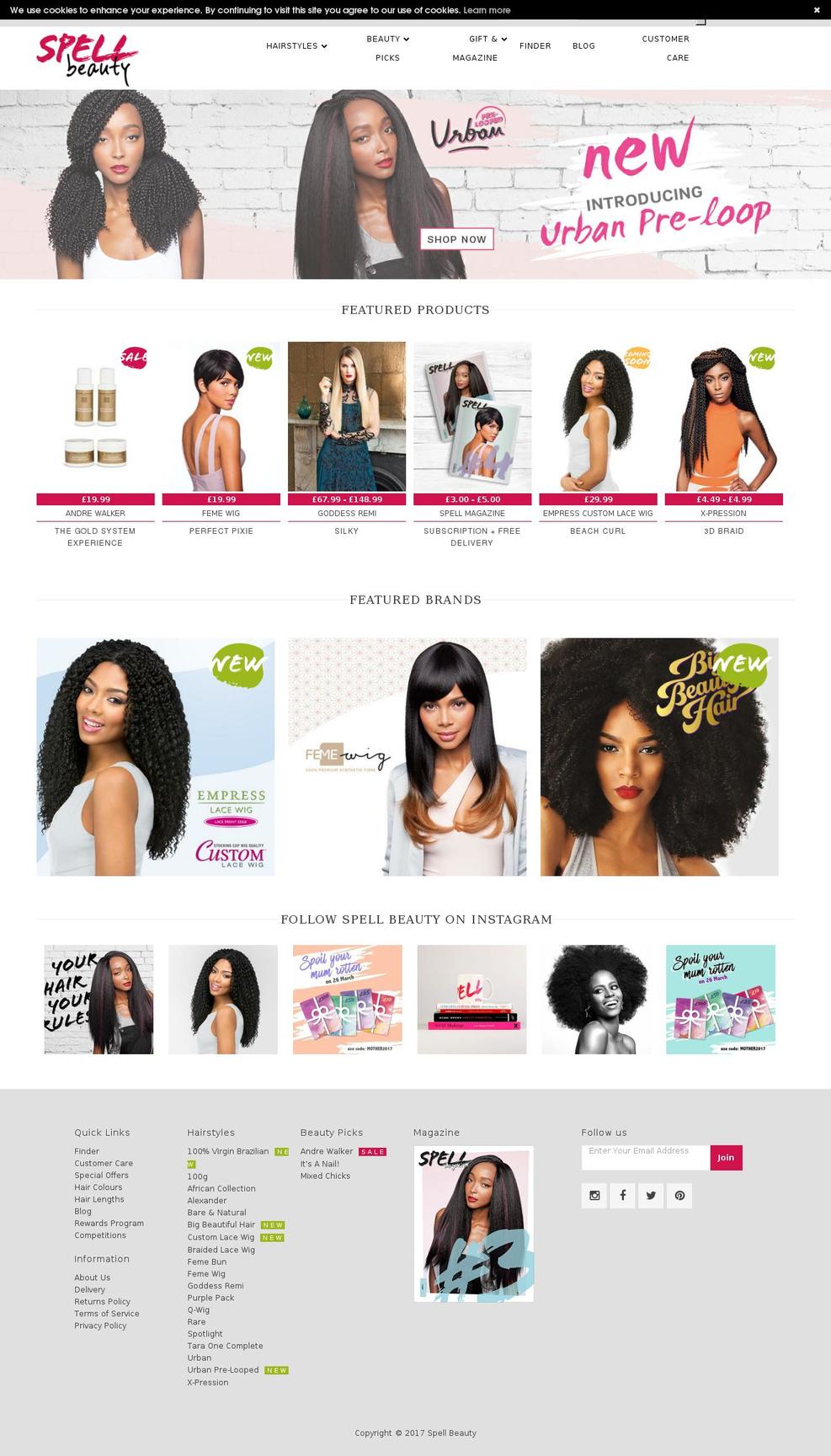 Envy Shopify theme site example spellbeauty.com