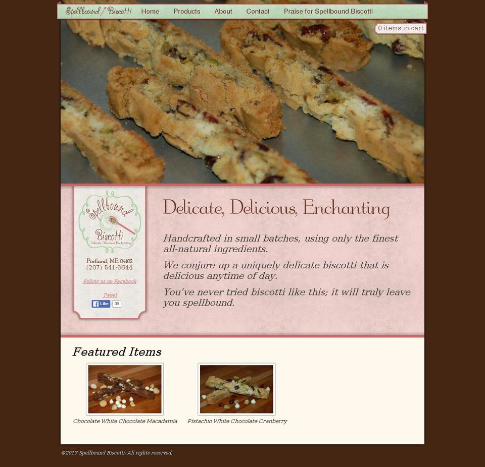 spellboundbiscotti.com shopify website screenshot