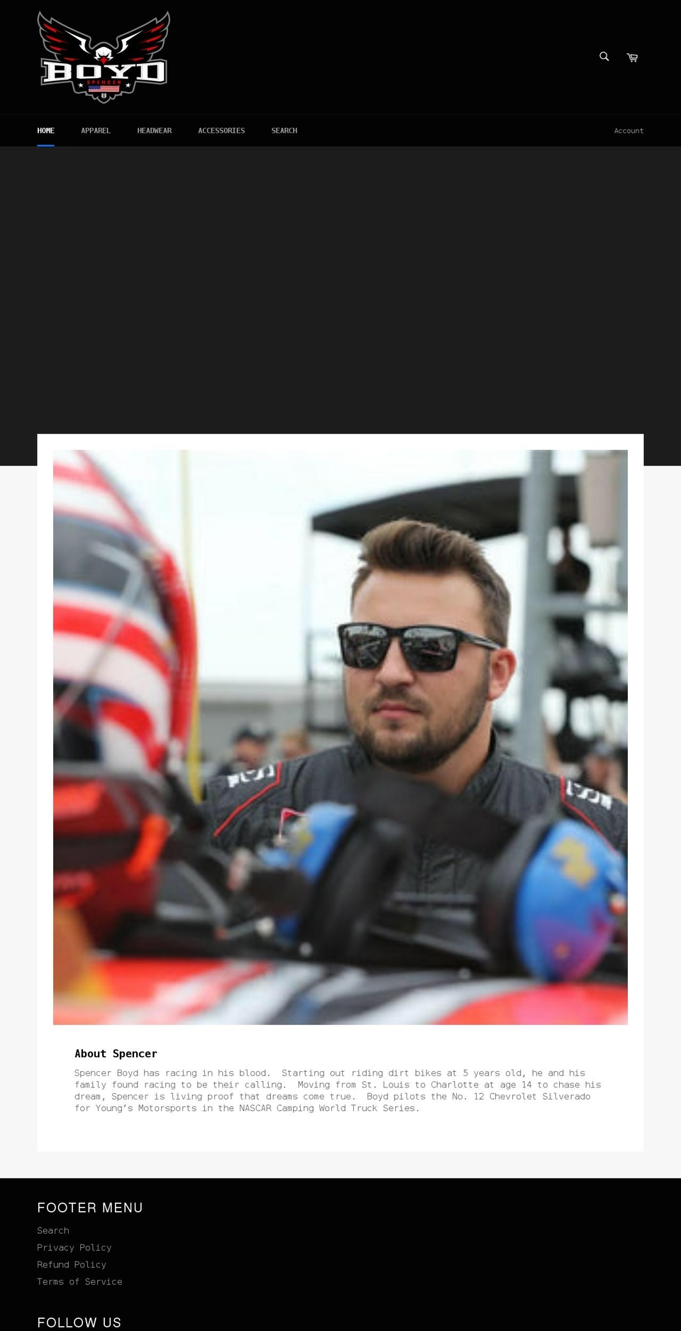 spencer-boyd-racing.myshopify.com shopify website screenshot