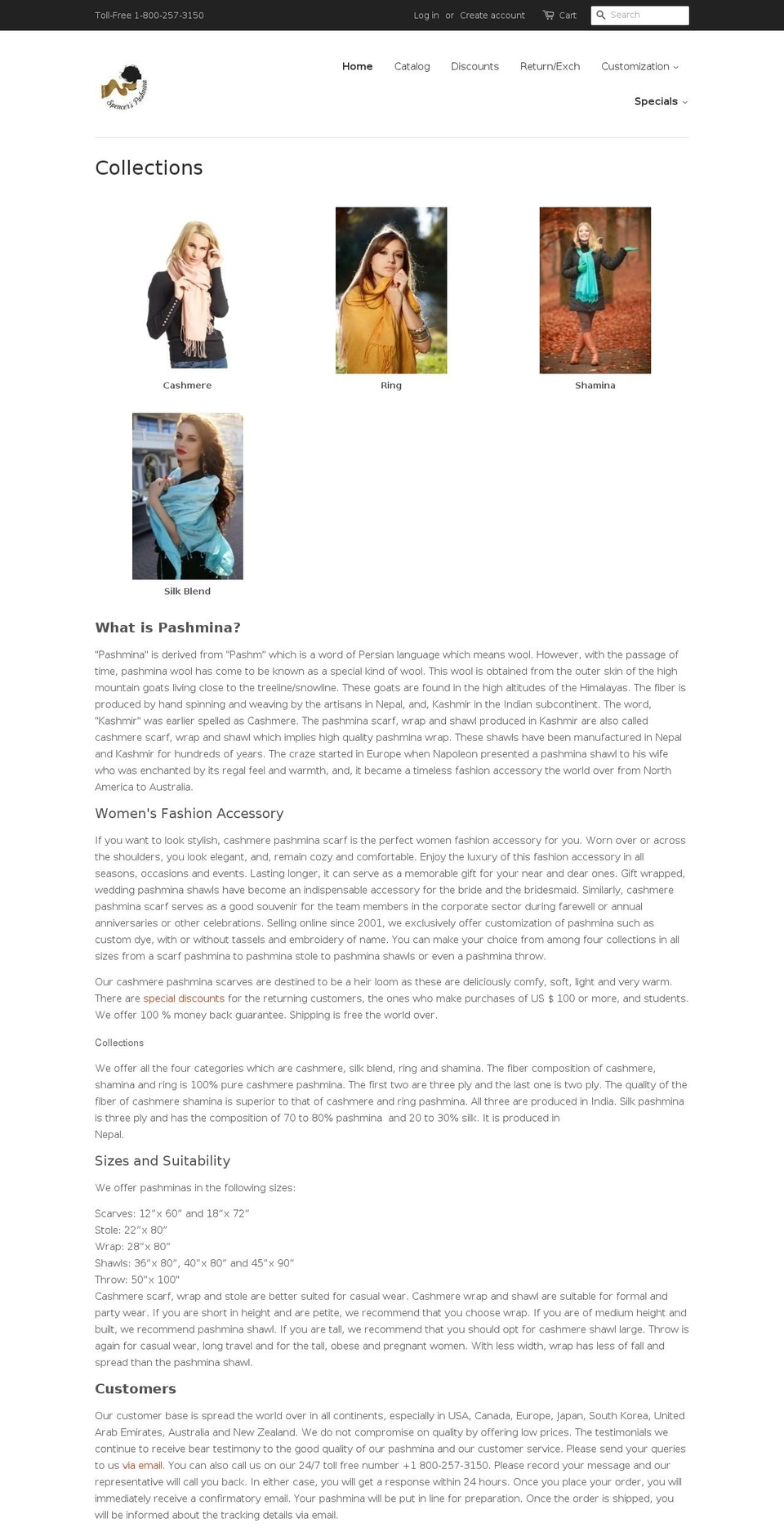 spencerspashmina.com shopify website screenshot