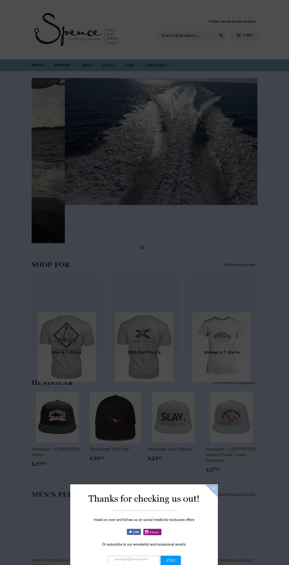 spencesupplycompany.com — Shopify storefront screenshot