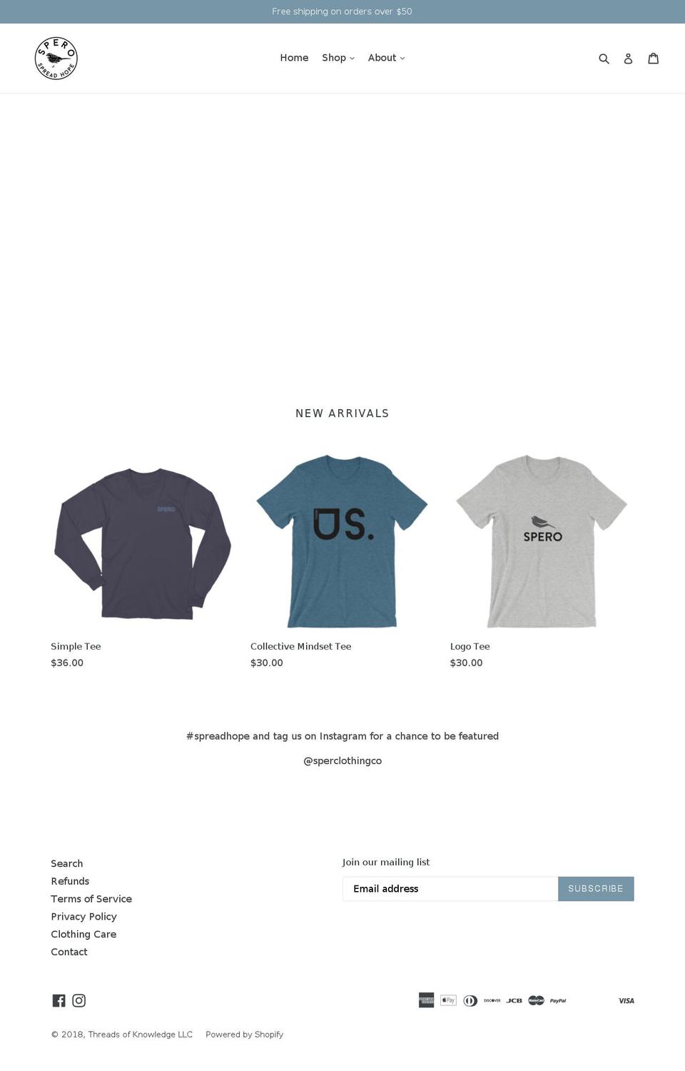 speroclothing.com — Shopify storefront screenshot