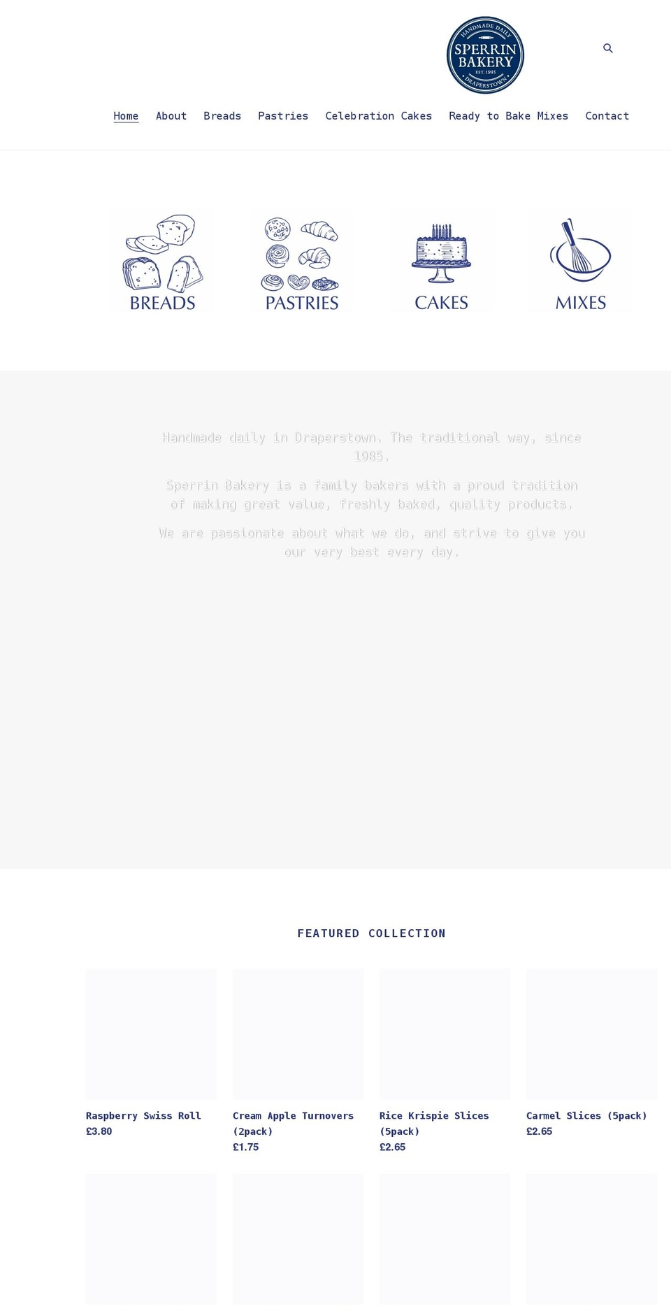 sperrinbakery.com shopify website screenshot