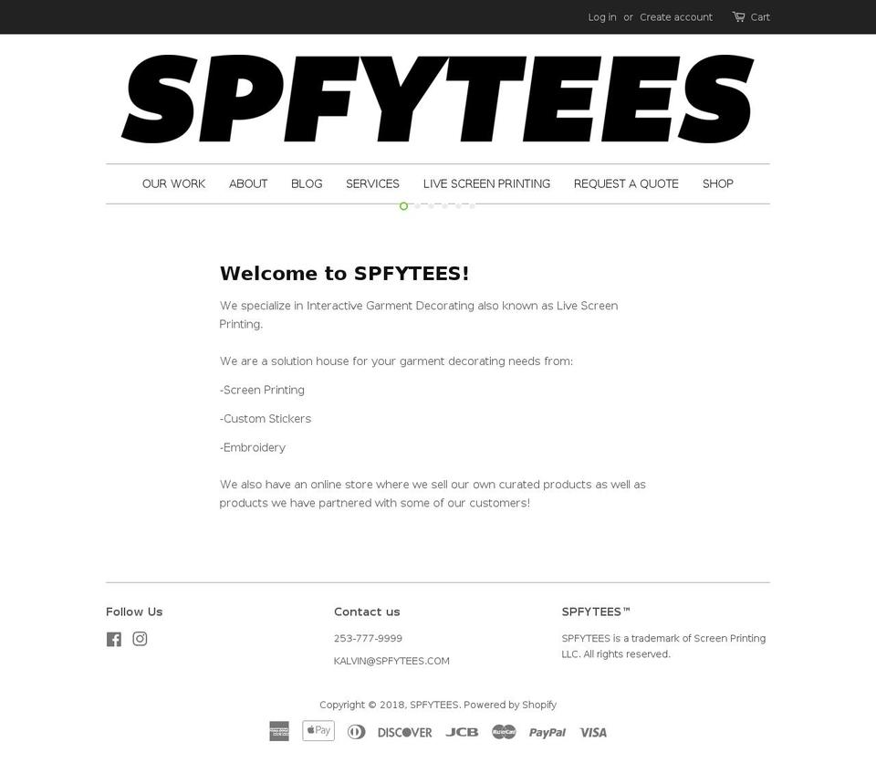 spfytees.com shopify website screenshot