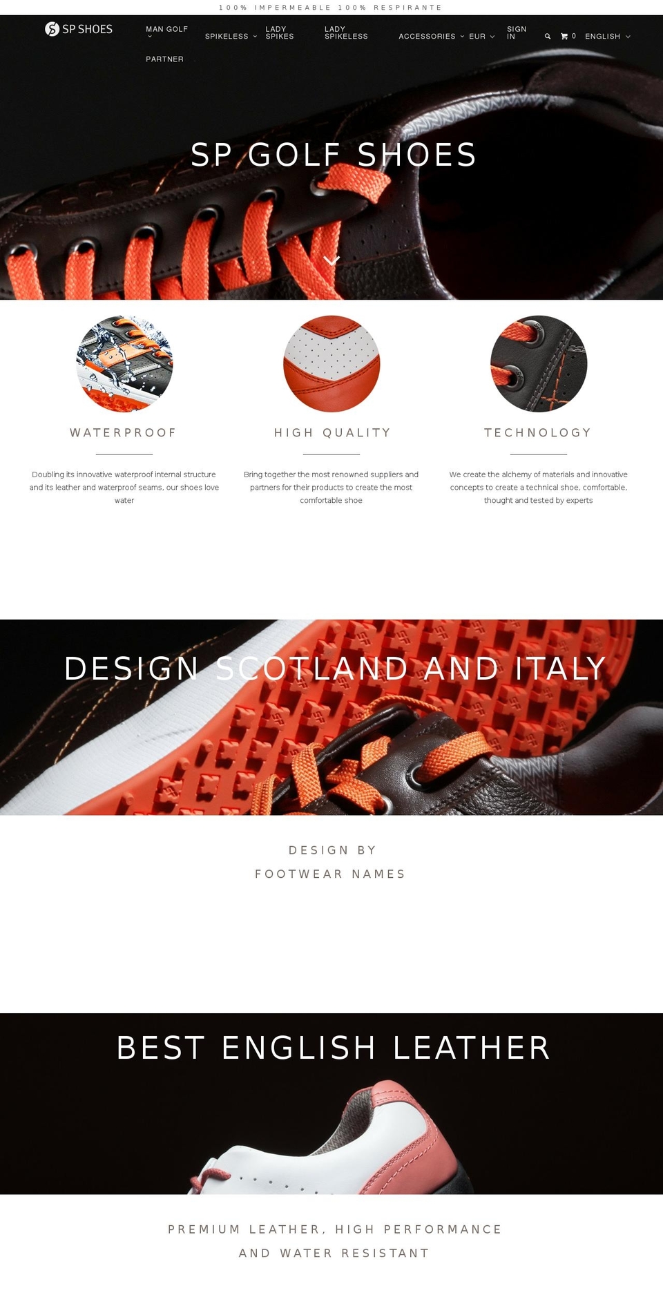 spgolfshoes.com shopify website screenshot