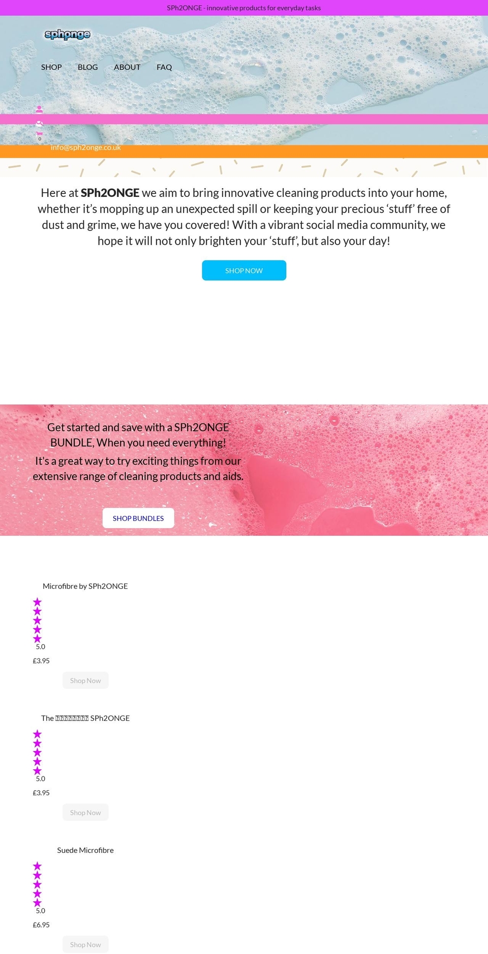 sph2onge.co.uk shopify website screenshot