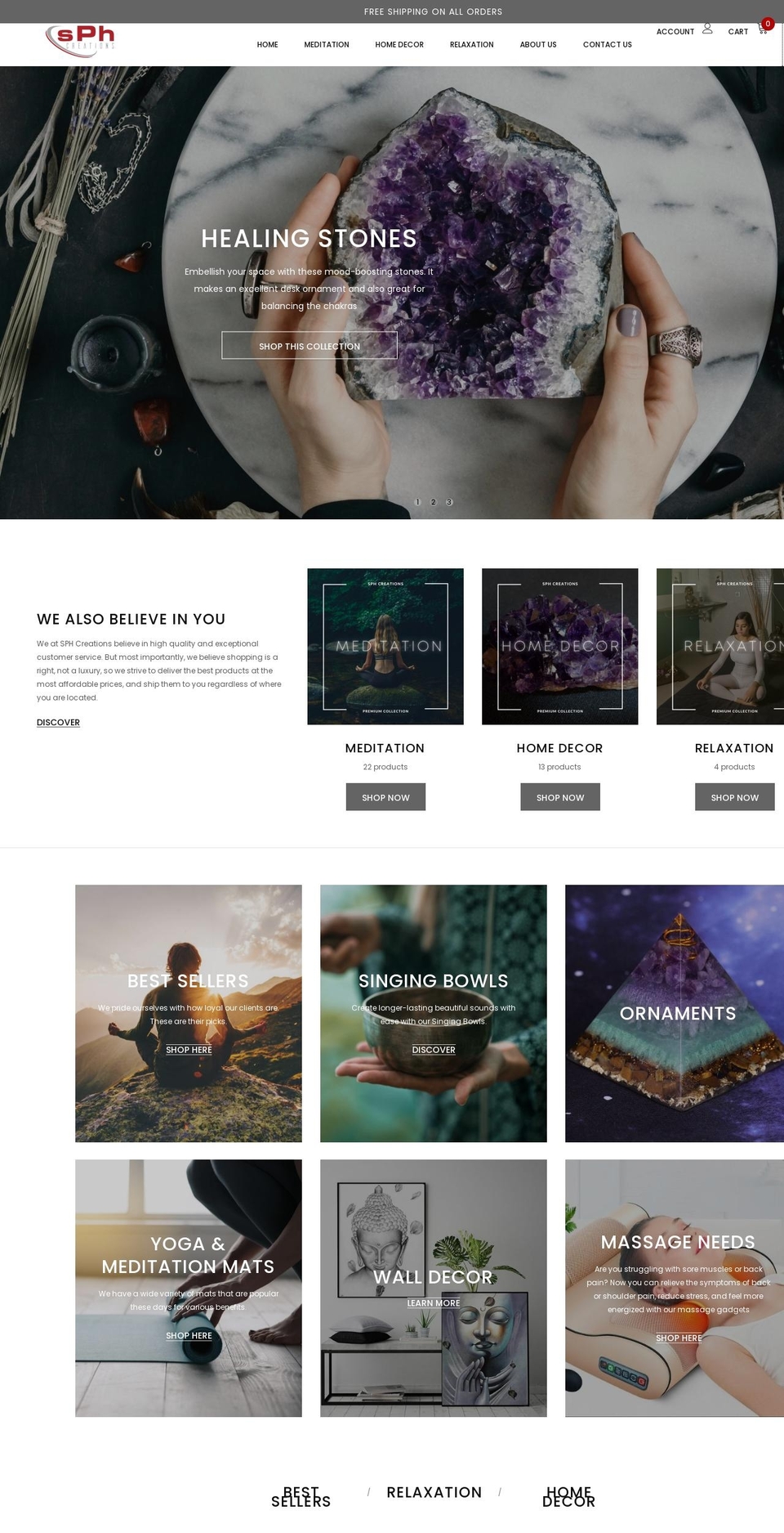 sphcreations.com shopify website screenshot