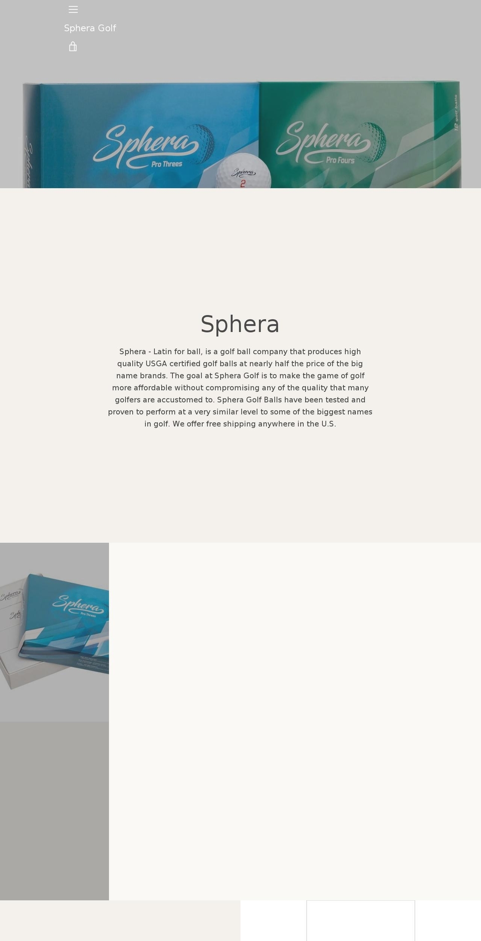 spheragolf.com — Shopify storefront screenshot