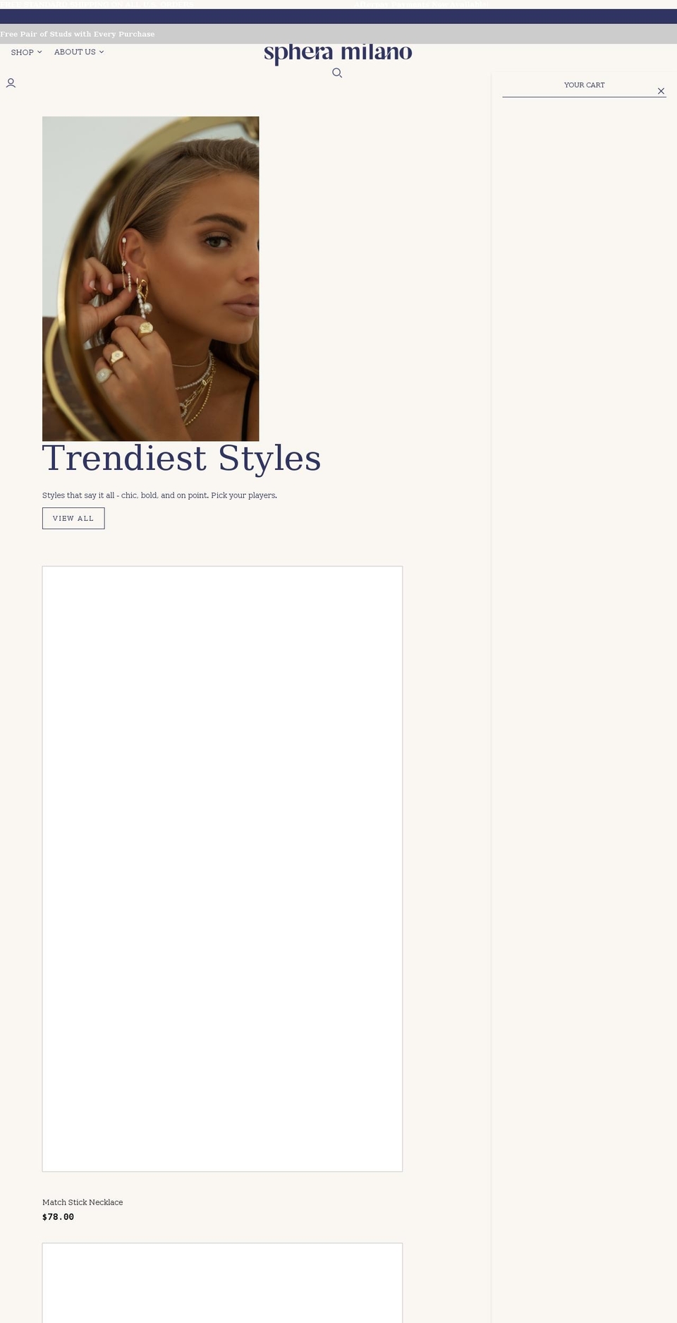 spheramilanojewelry.com — Shopify storefront screenshot