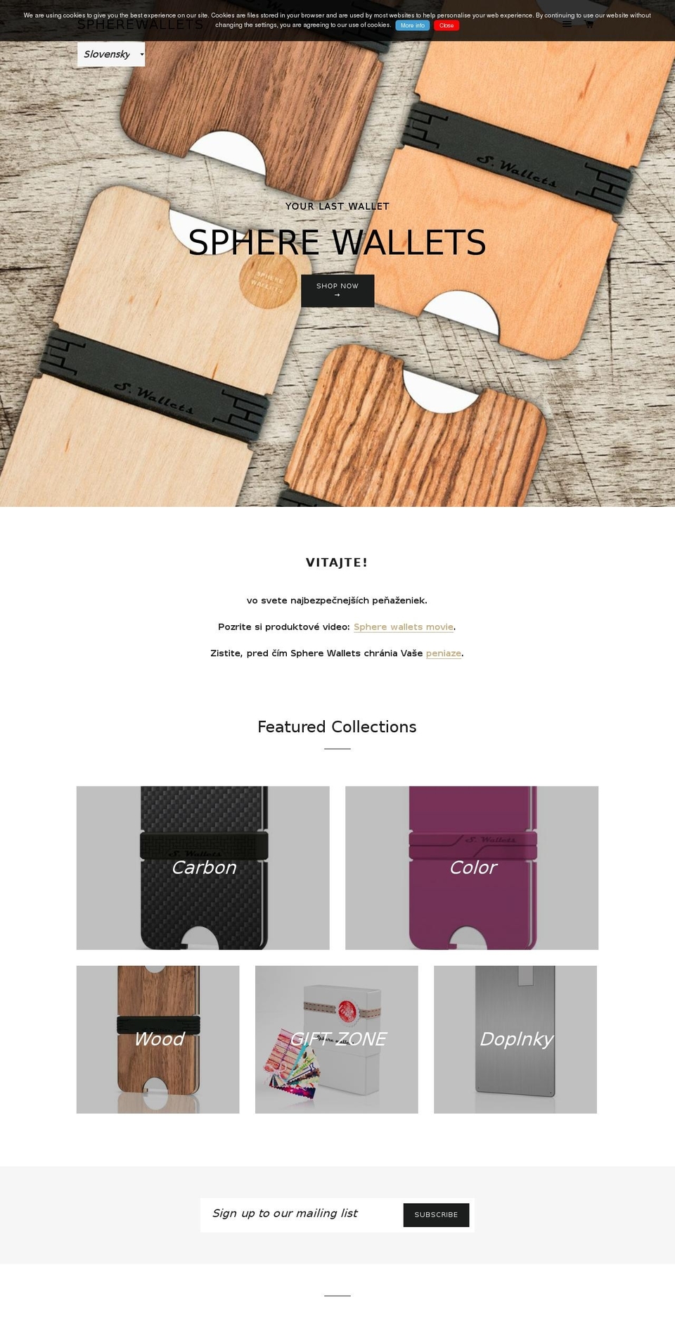spherewallets.com shopify website screenshot