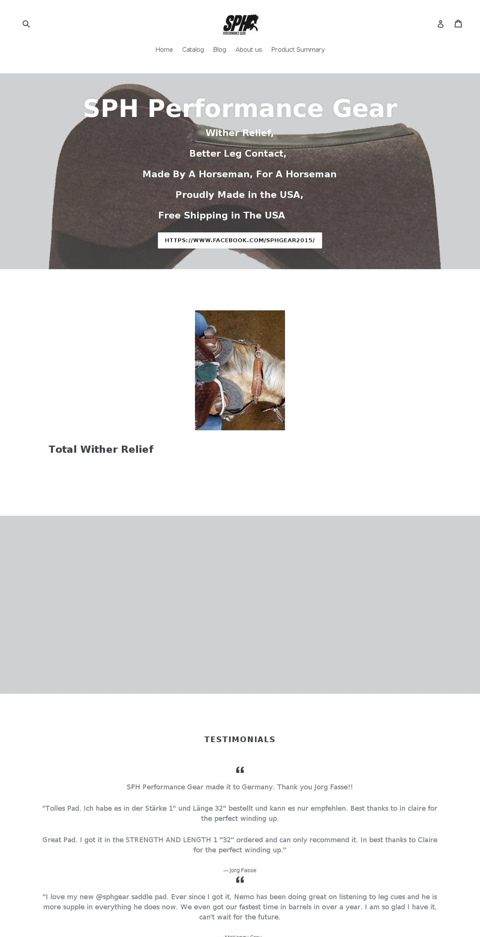 sphgear.com — Shopify storefront screenshot