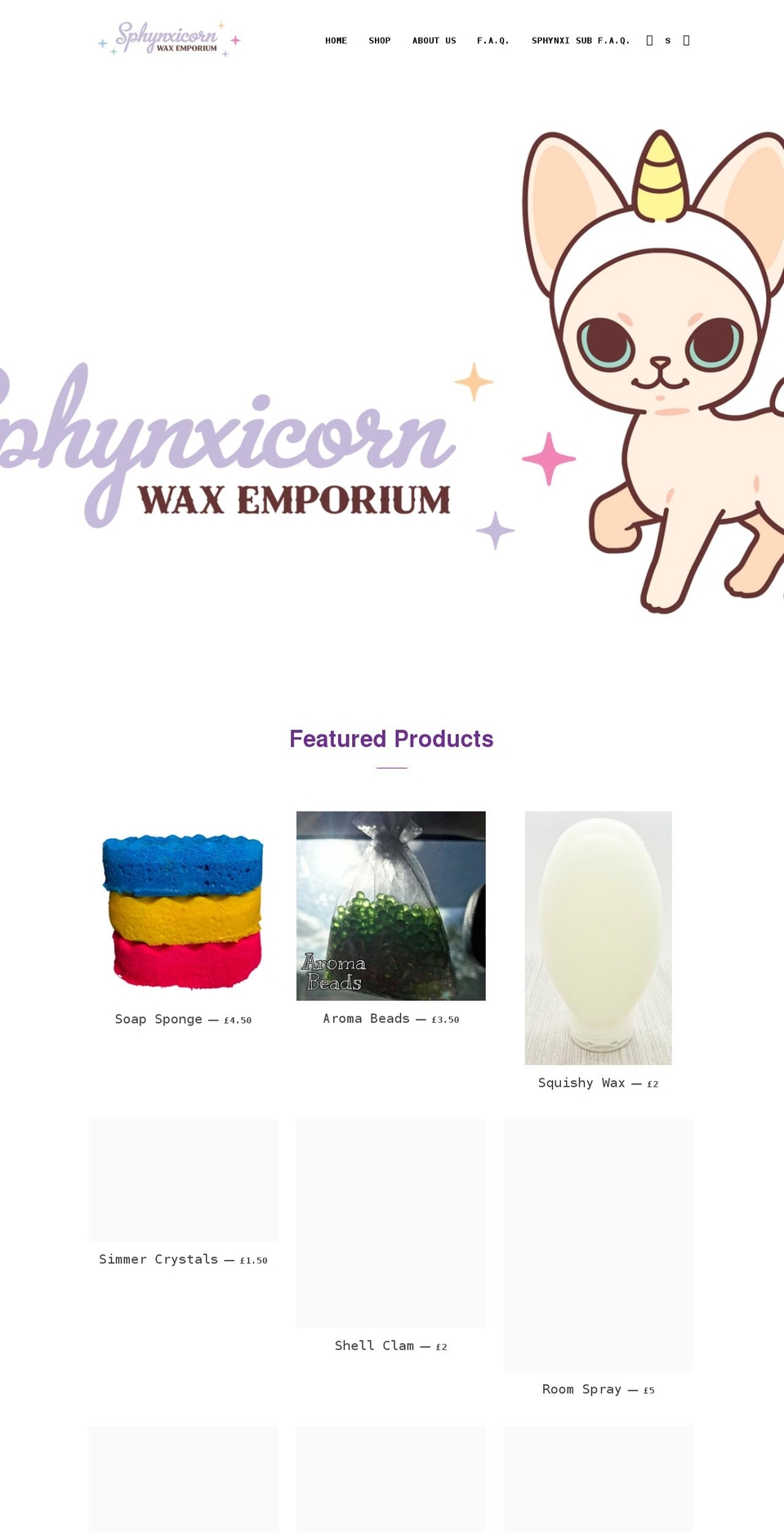 sphynxicornwaxemporium.com shopify website screenshot