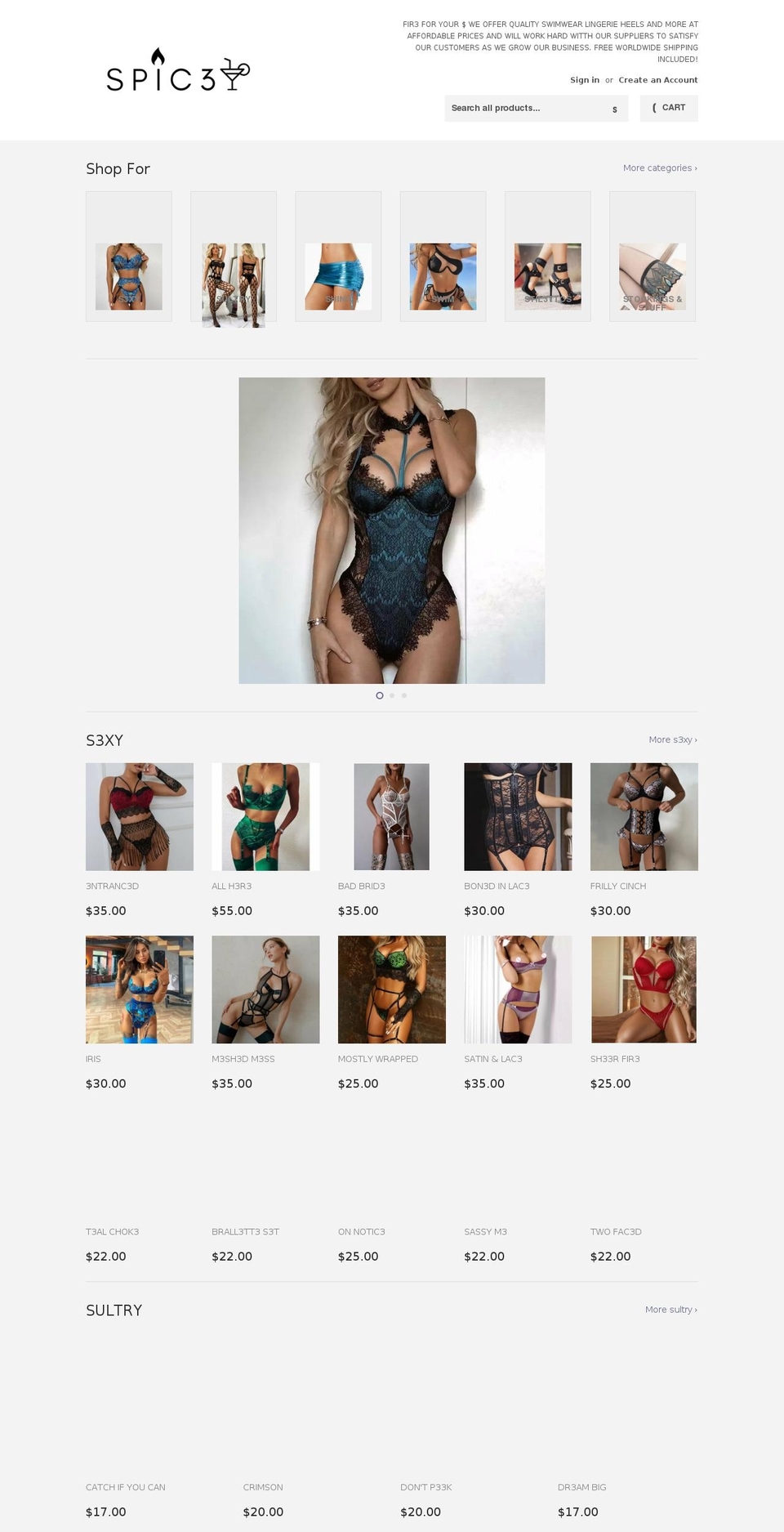 spic3y.com shopify website screenshot