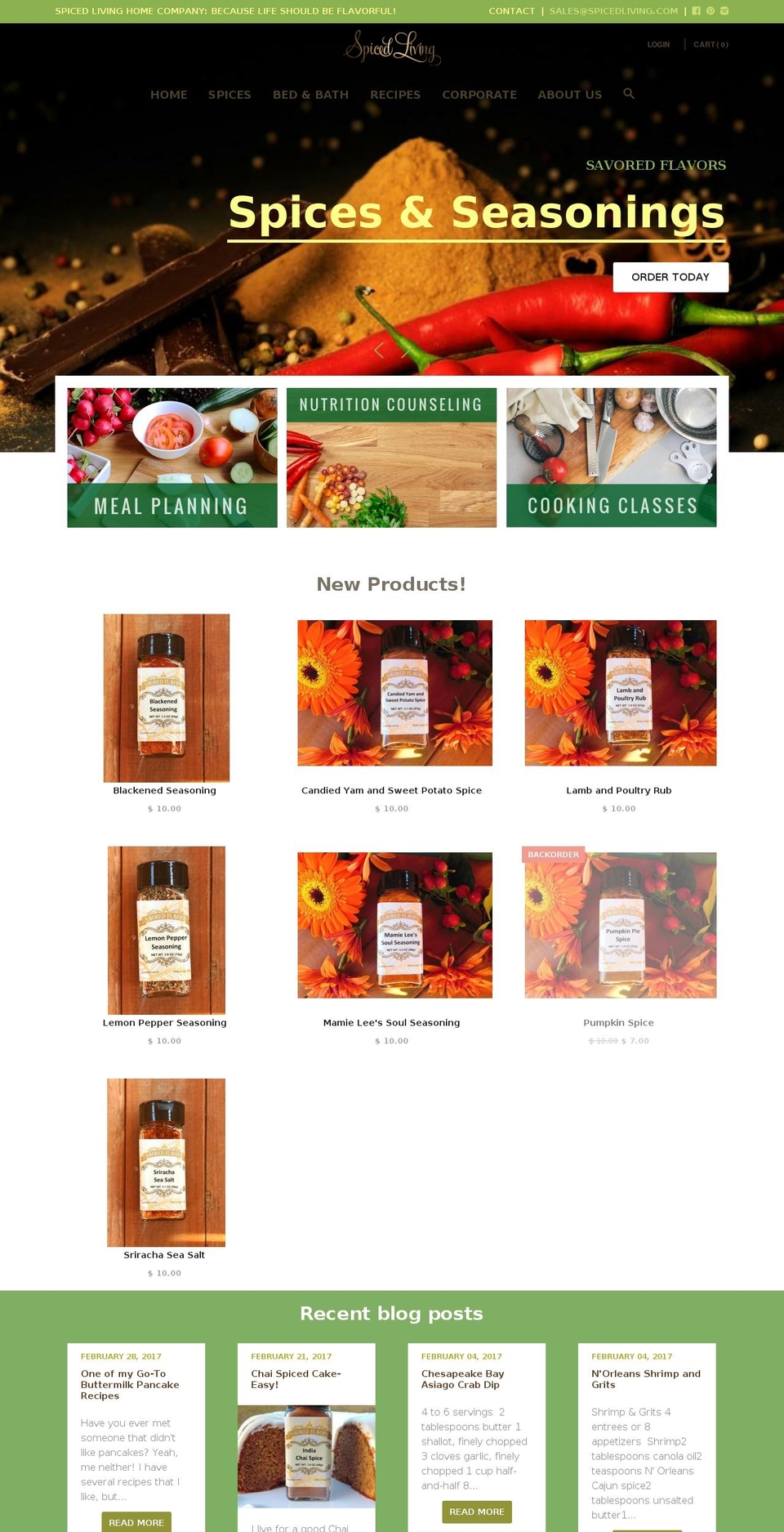 spicedliving.com shopify website screenshot