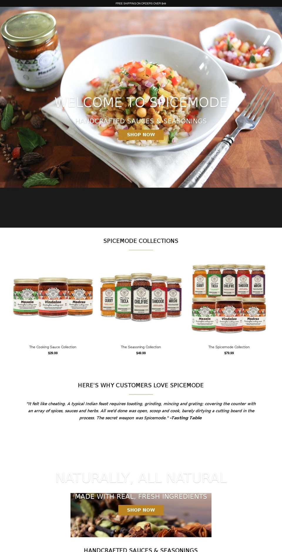 Impact Shopify theme site example spicemode.co