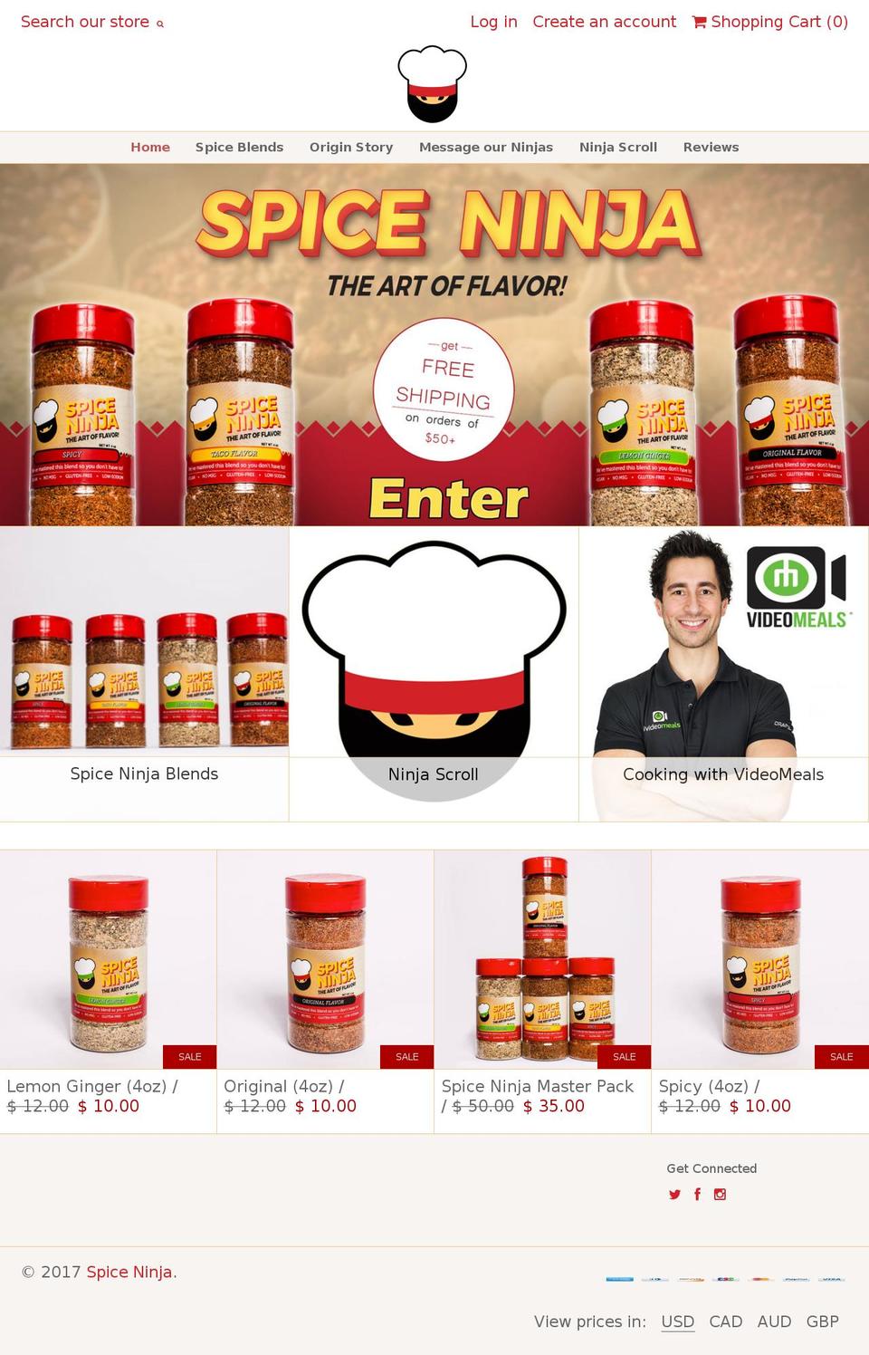 spiceninjaseasoning.com shopify website screenshot