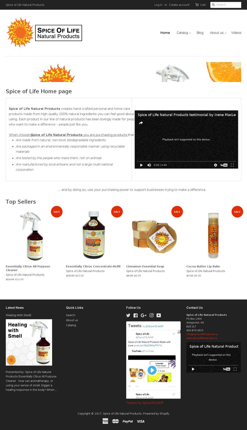 spiceoflifenatural.ca shopify website screenshot