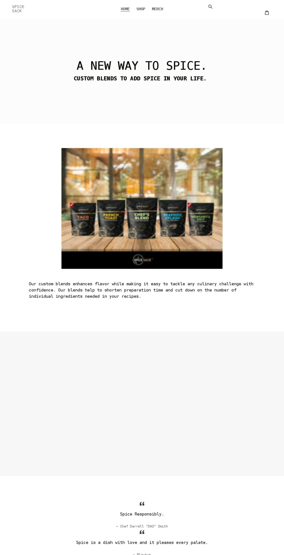 spicesack.com shopify website screenshot